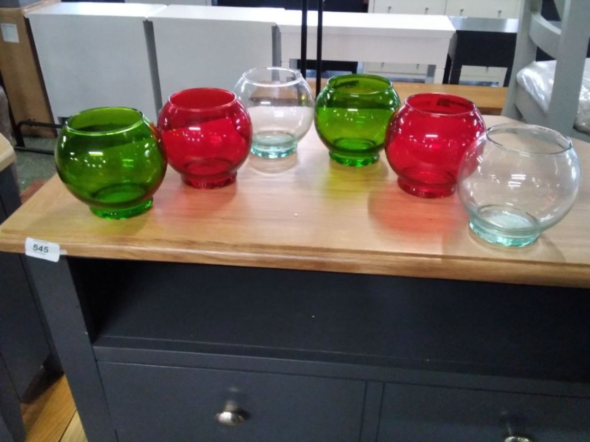 6 X MULTI COLOURED CANDLE HOLDERS