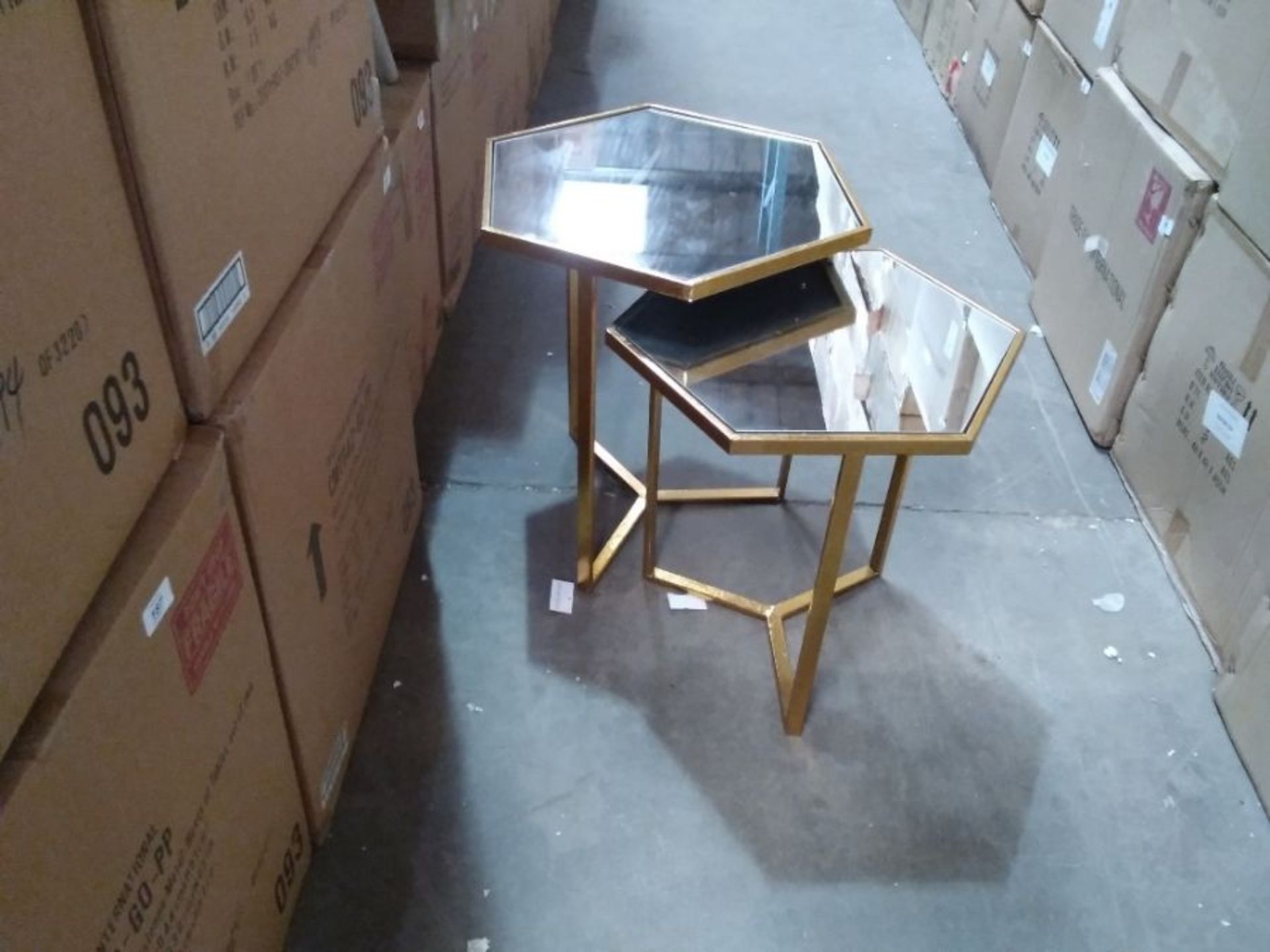 PARISANNE GOLD GILT LEAF NEST OF 2 TABLES(BOXED NO