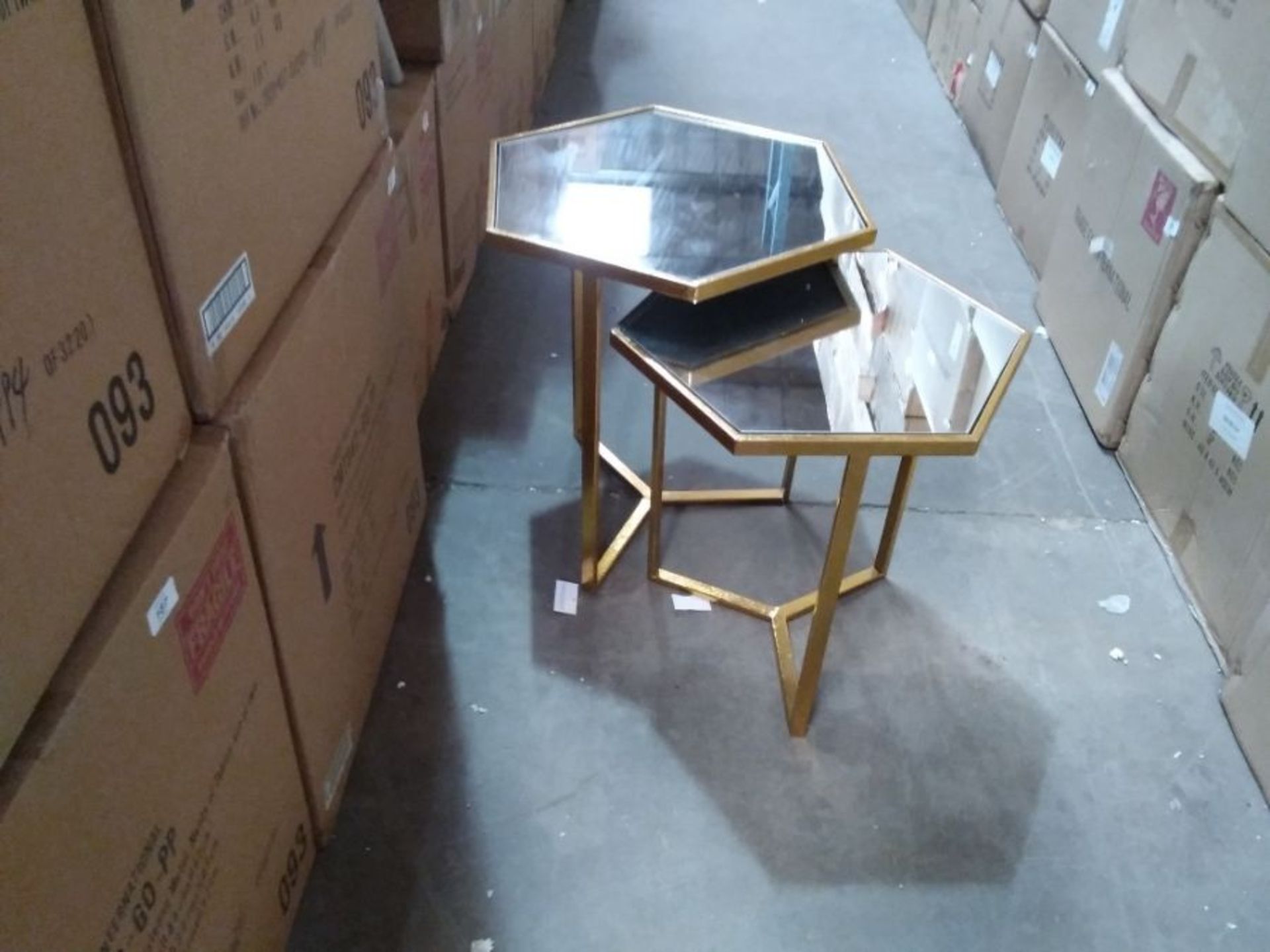 PARISANNE GOLD GILT LEAF NEST OF 2 TABLES(BOXED NO