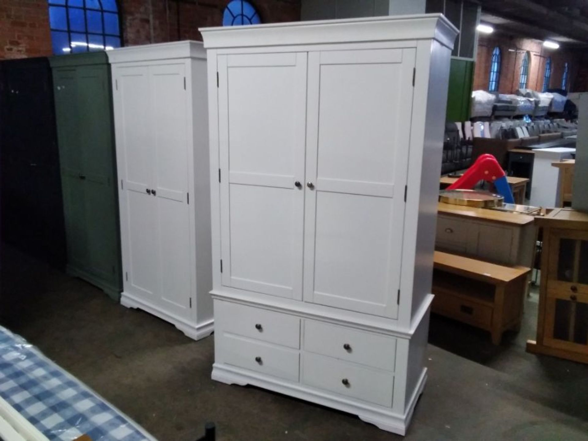 FLORENCE WHITE PAINTED AND OAK DOUBLE WARDROBE WIT