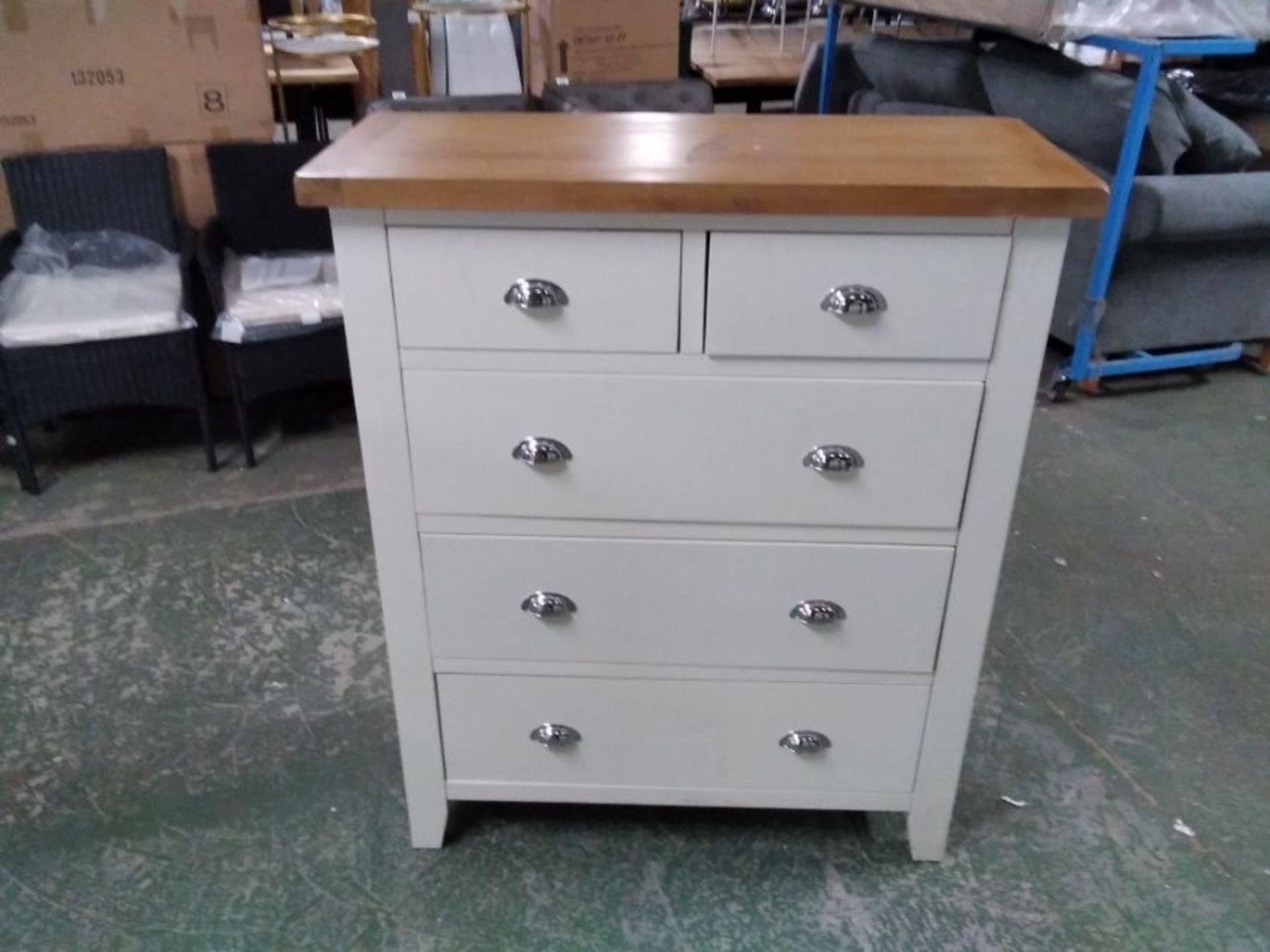 SUFFOLK PAINTED AND OAK 2/3 CHEST OF DRAWERS (DAMA