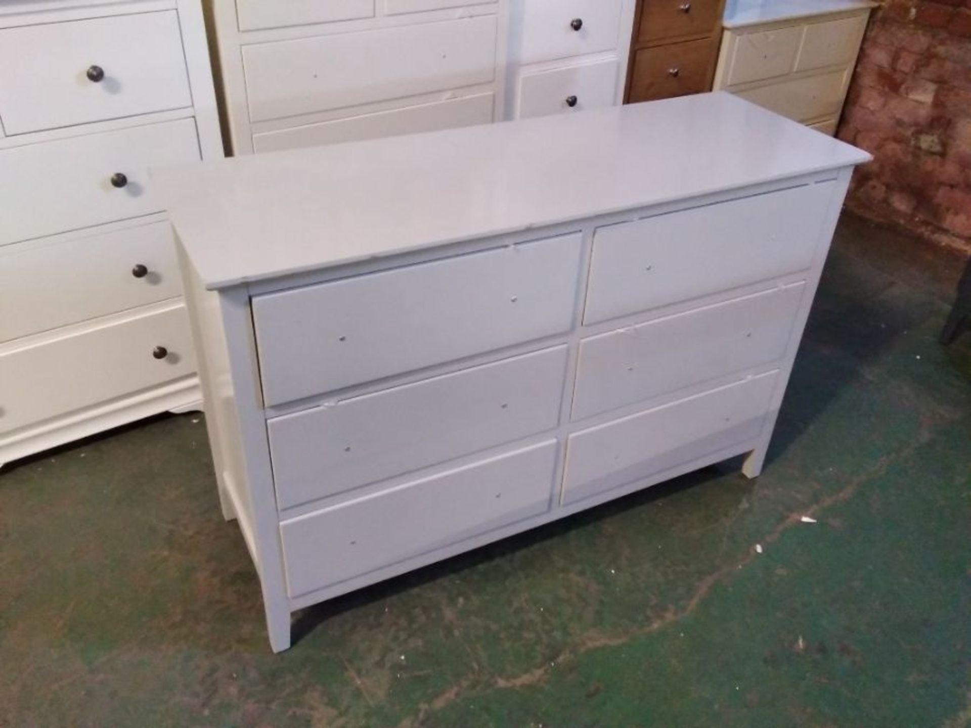 FLORIDA GREY PAINTED 6 DRAWER CHEST(DAMAGED)
