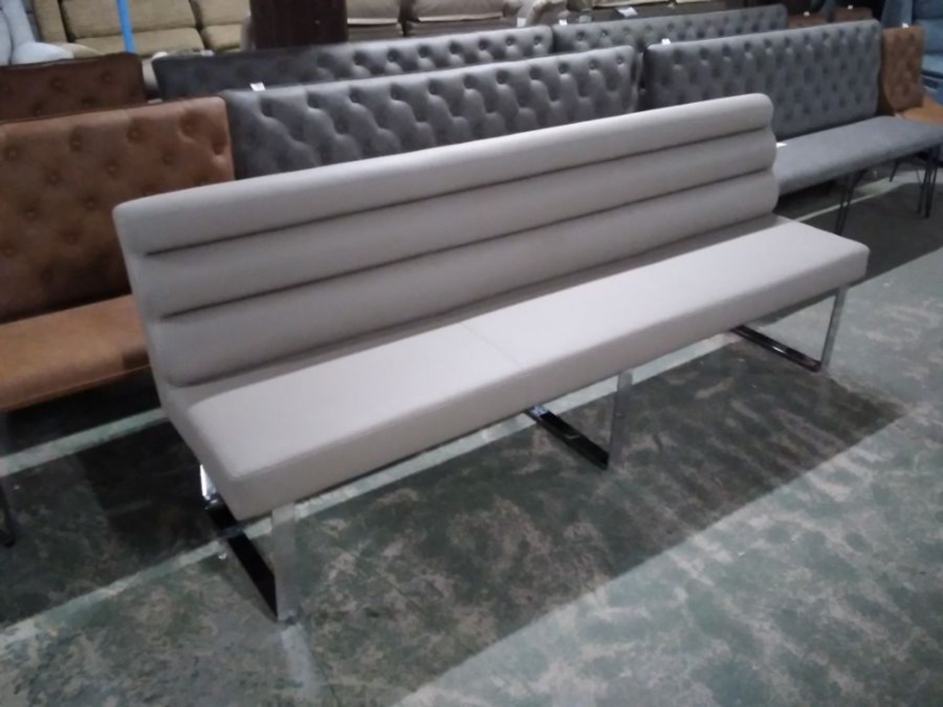 GREY LEATHER BENCH (RIP ON SIDE)