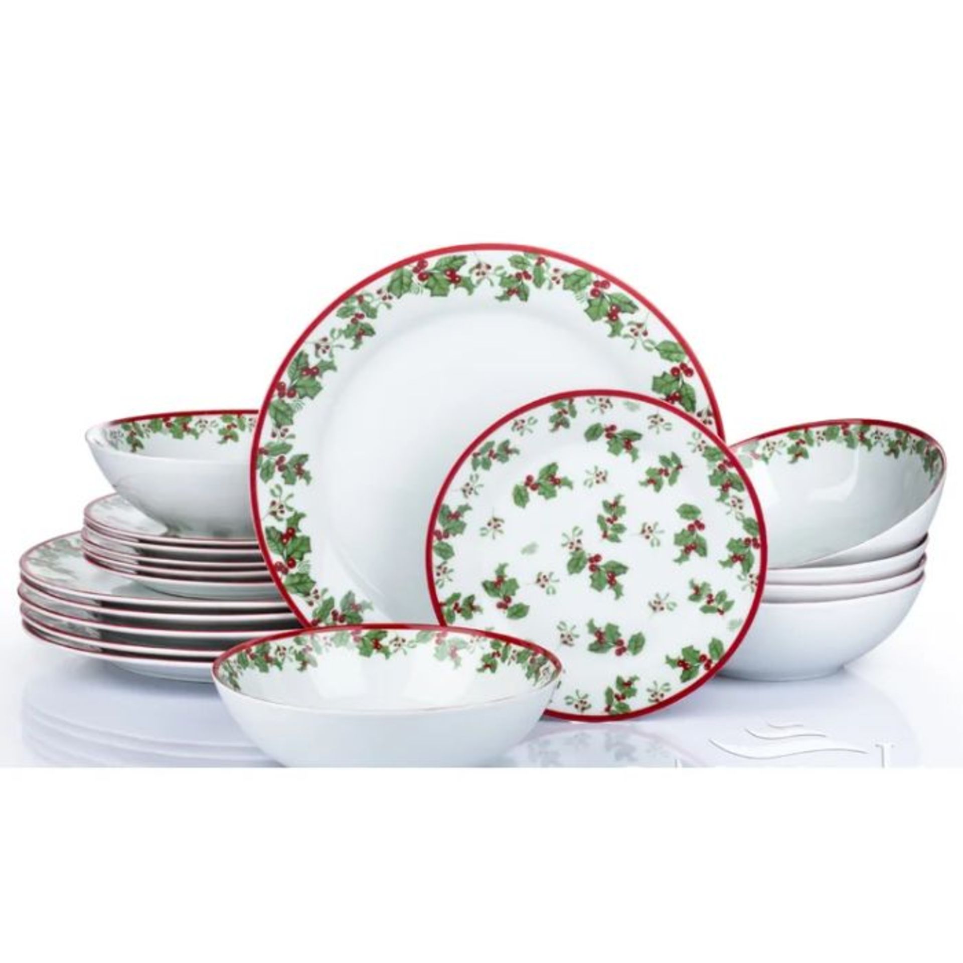 The Seasonal Aisle , Randle 18 Piece Porcelain China Dinnerware Set (7 x Dinner Plates, 5 x Salad/