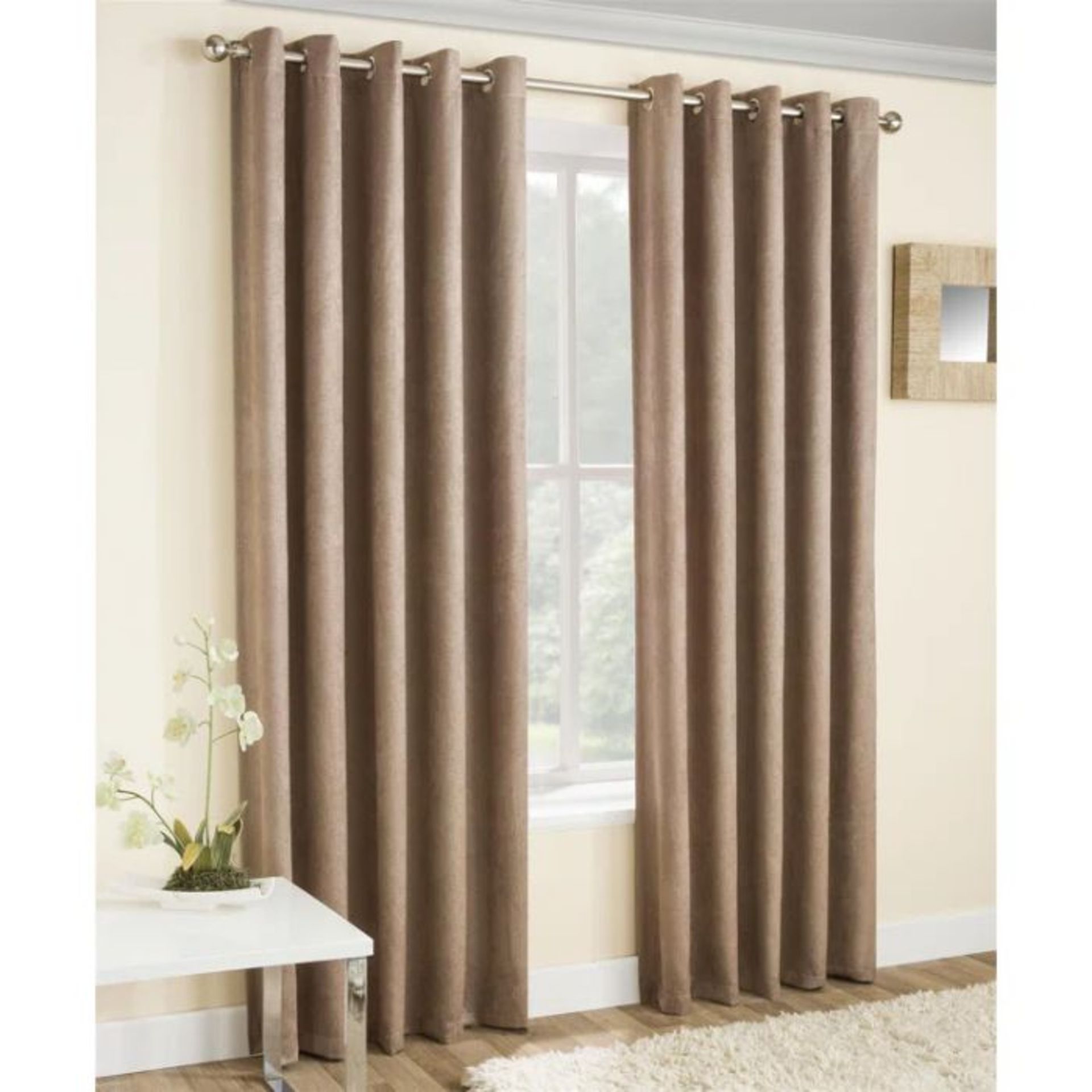 Brambly Cottage, Falkner Eyelet Sheer Thermal Curtains (LATTE) (229 W x 183 D cm) - RRP £46.18 (