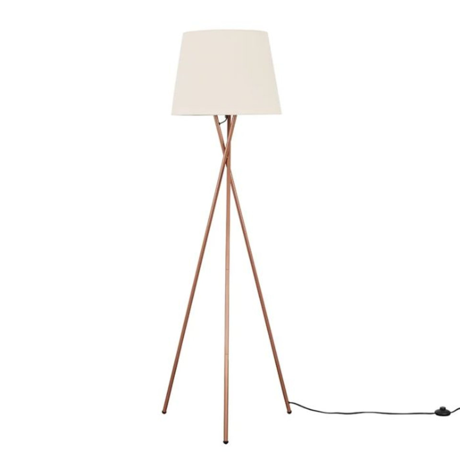 17 Stories, Anan 162cm Tripod Floor Lamp (COPPER FINISH & BEIGE SHADE) (2 BOXES) - RRP £50.82 (