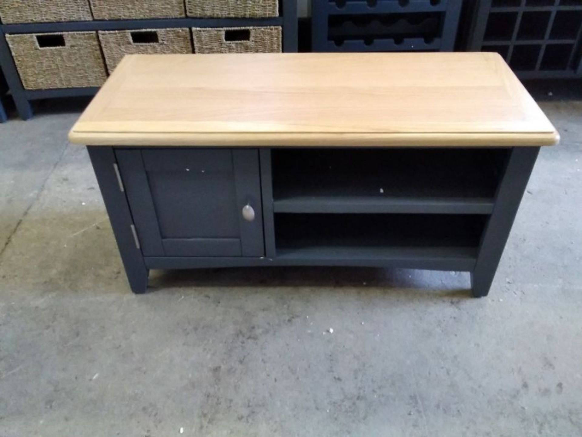 GLOUCESTER MIDNIGHT GREY PAINTED AND OAK SMALL TV