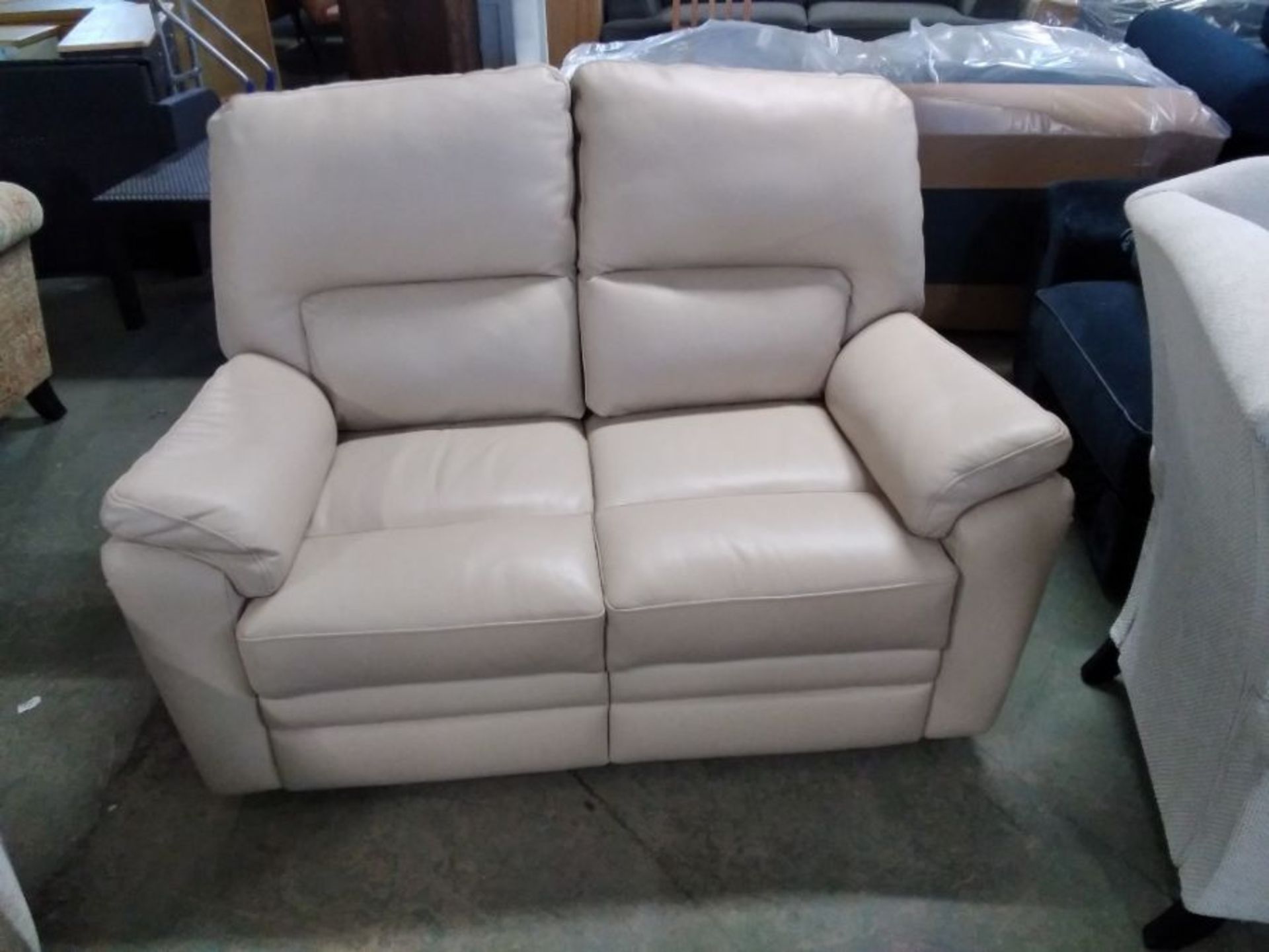 CREAM LEATHER ELECTRIC RECLINING 2 SEATER SOFA (TR