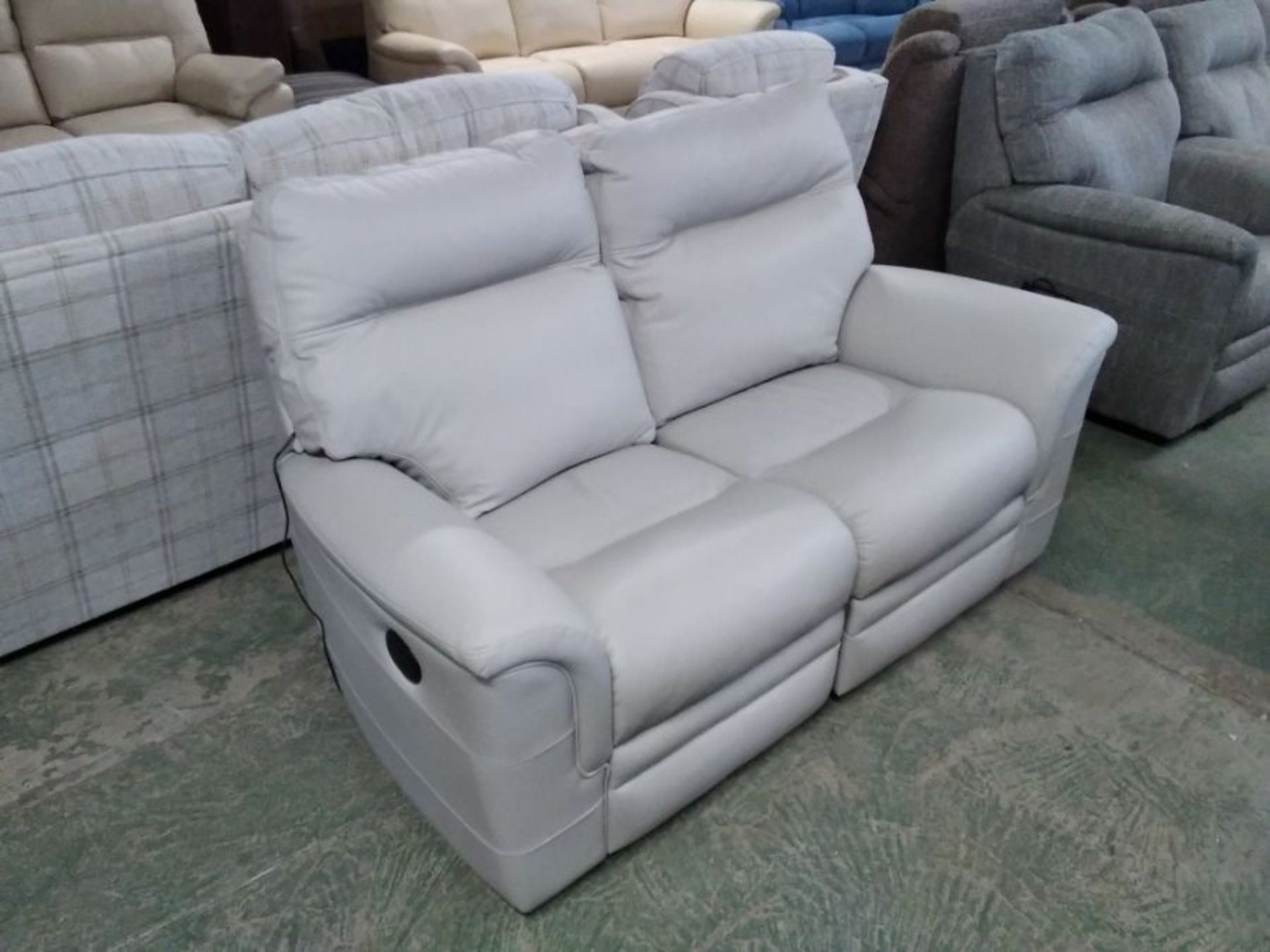 GREY LEATHER ELECTRIC RECLINING 2 SEATER SOFA (TRO