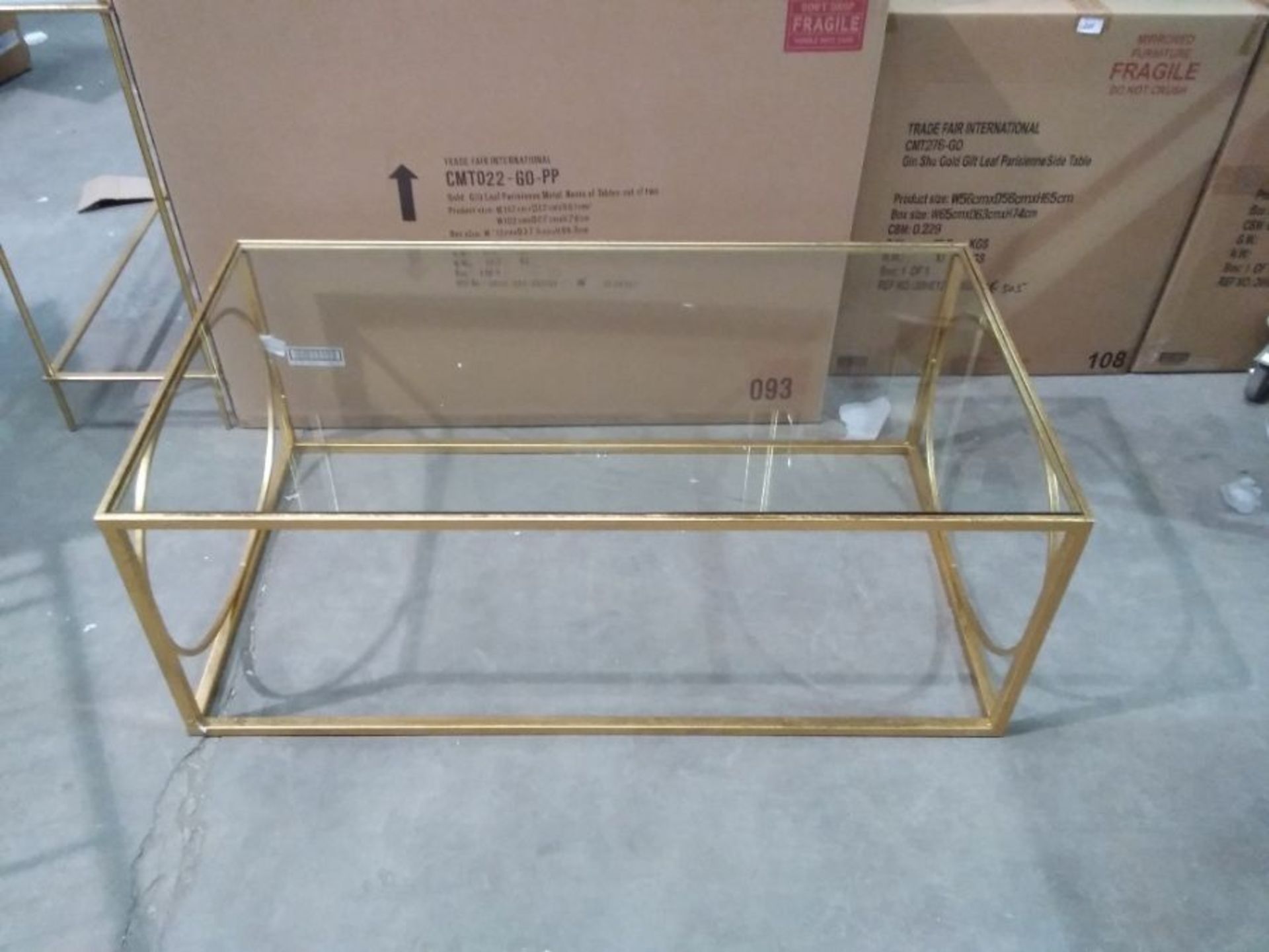 PARISIENNE GOLD GILT LEAF COFFEE TABLE (open)