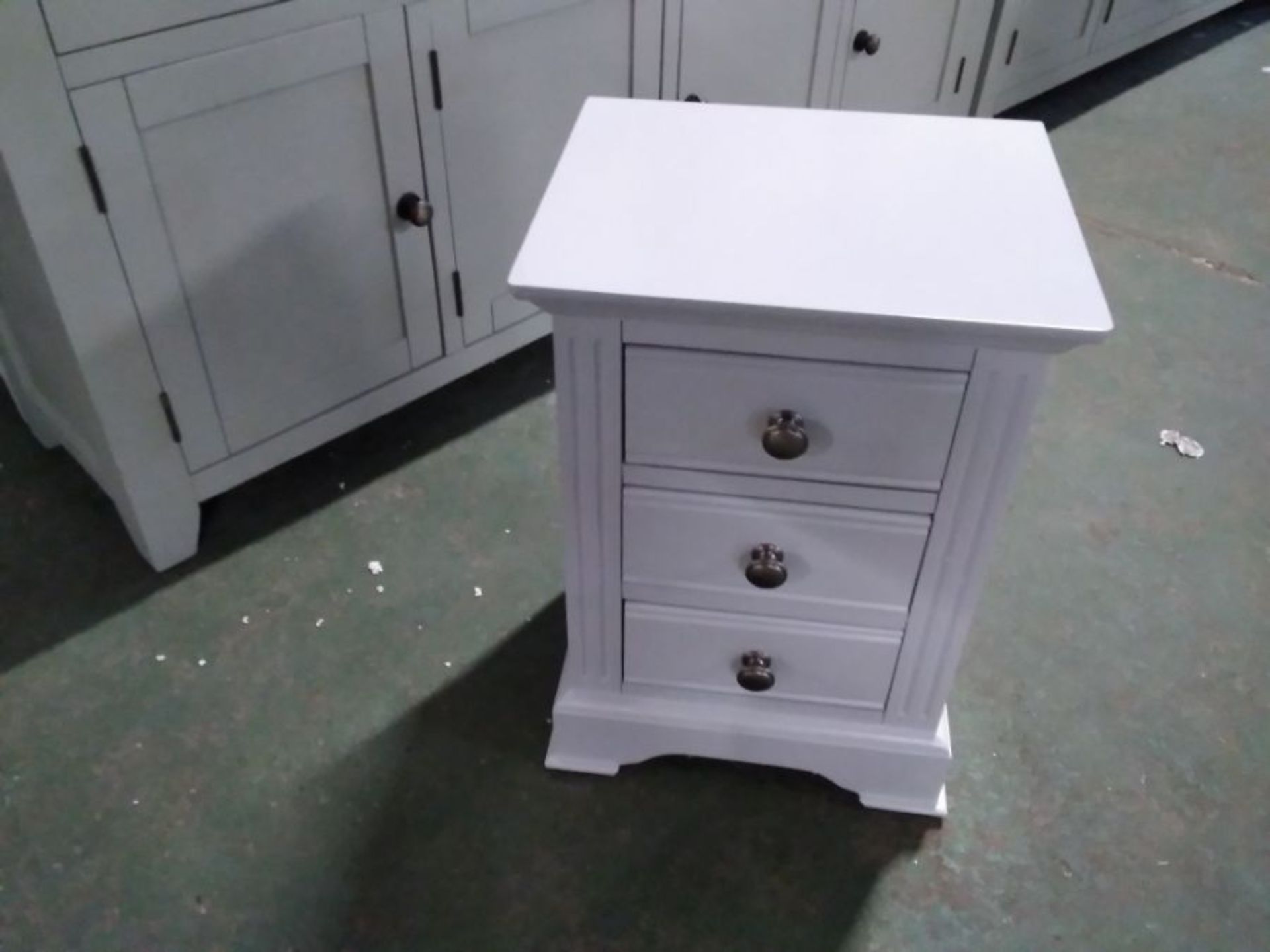 BANBURY GREY PAINTED 3 DRAWER BEDSIDE