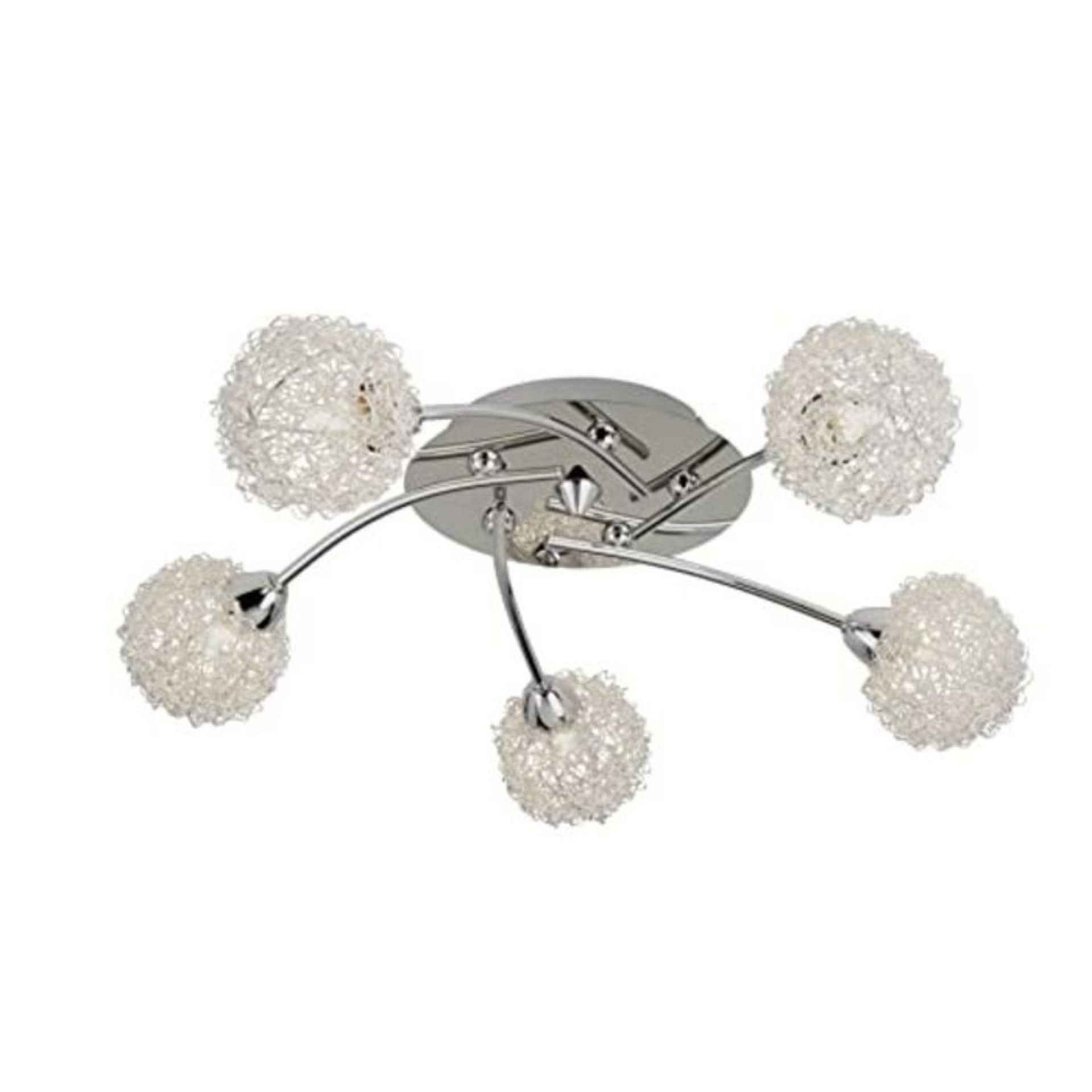 Lighting Collection, 5 Light Semi Flush Ceiling Light (GLASS & CHROME MESH WIRE SHADES) (P761/13)