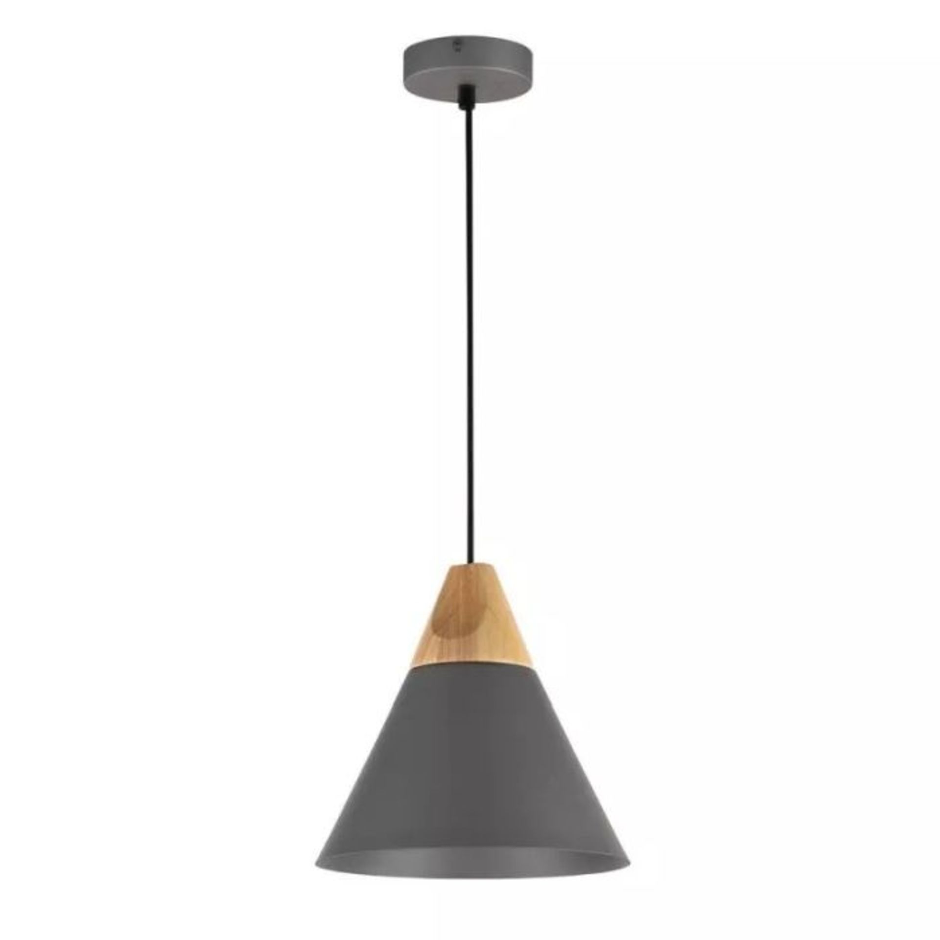 Maytoni, Bicones 1 - Light Dome Ceiling Pendant (GREY METAL & WOOD ACCENT FINISH) (MYMC1704) (P761/