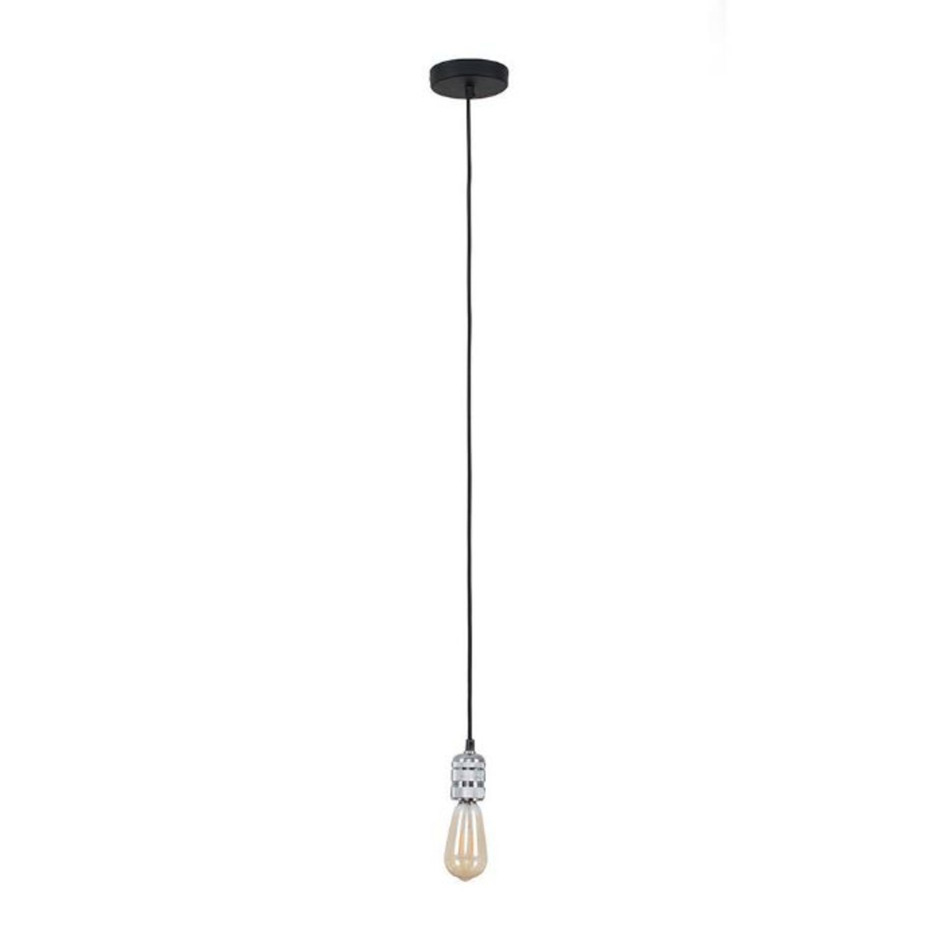 Minisun, Casco Single Suspension Screw Cap Pendant Lampholder (CHROME & BLACK FINISH) (2M) (P761/