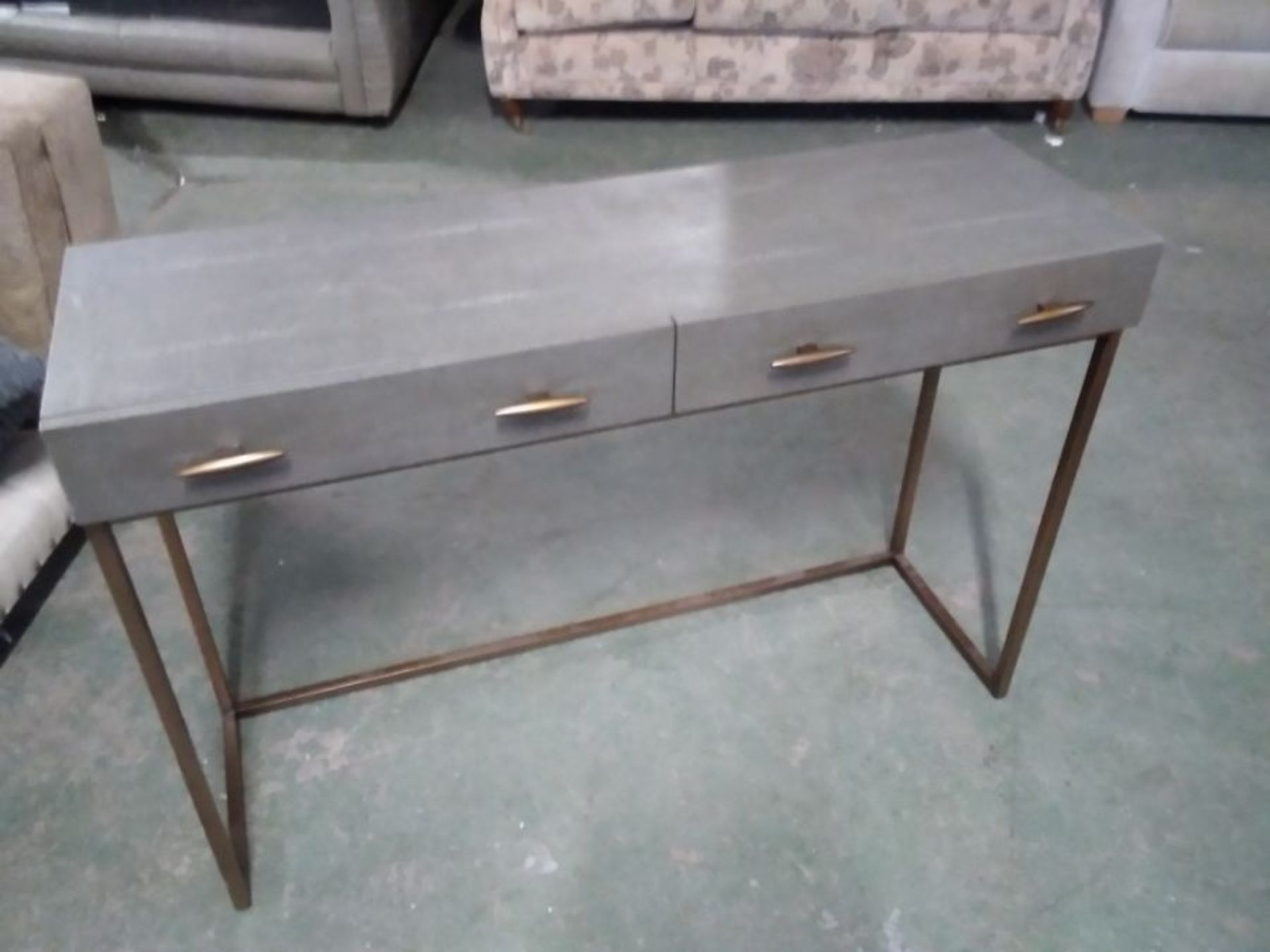 GREY AND GOLD CONSOLE TABLE (MARKED)