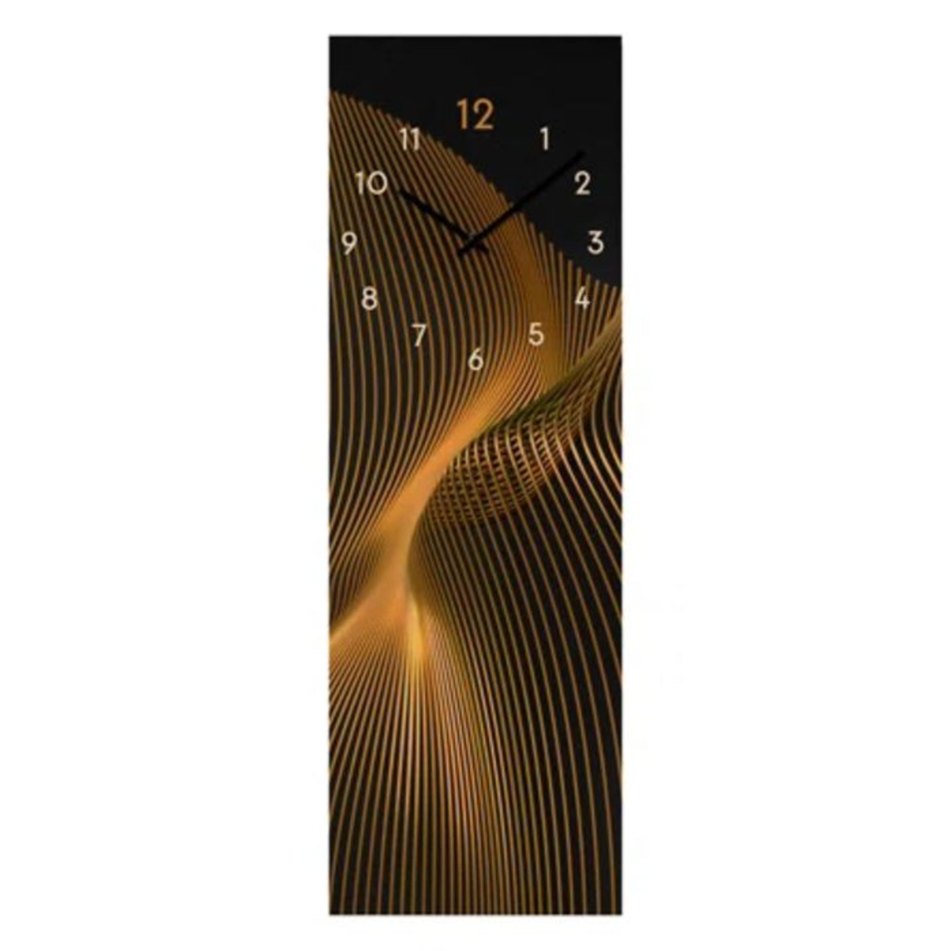 Metro Lane, Pulli Glass Wall Clock (BLACK & GOLD FINISH) (20cm W X 60cm H X 5.9cm D) - RRP £109.