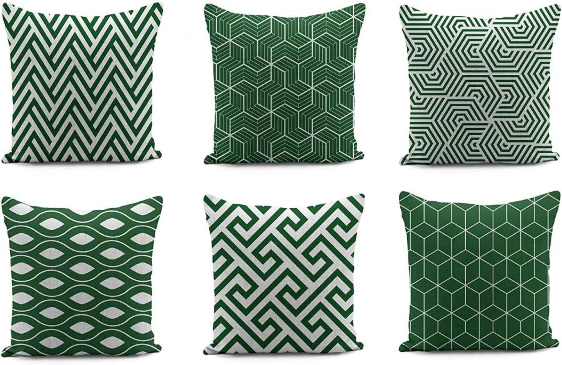 Brayden Studio, Set of 6 Aelia Cushion Covers (GREEN) (40cm) - RRP £33.38 (LXMZ1184 - 28838/100)