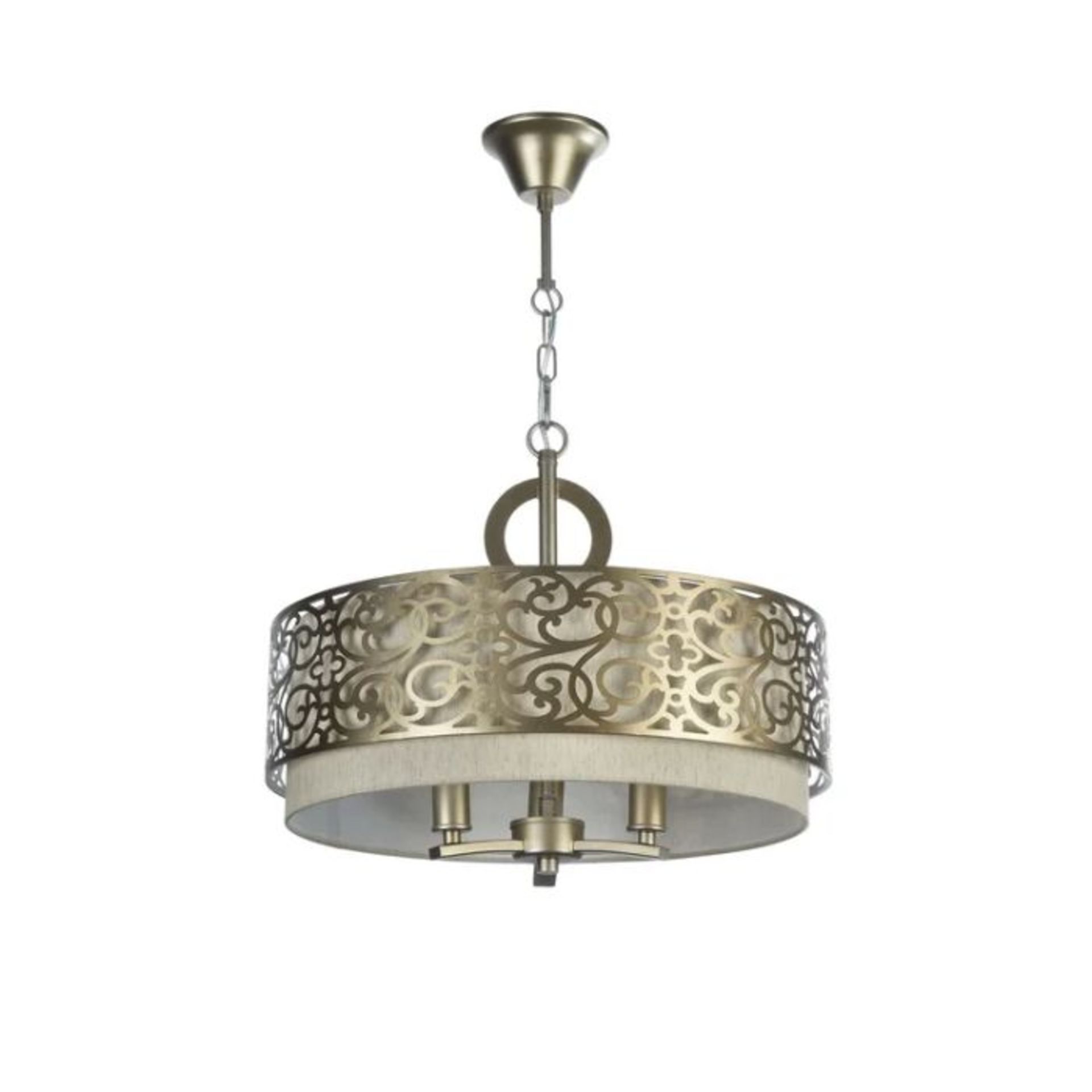 Ophelia & Co., Whiteland 3-Light Drum Chandelier (GOLD & WHITE FINISH) - RRP £269.99 (MYMC1193 -