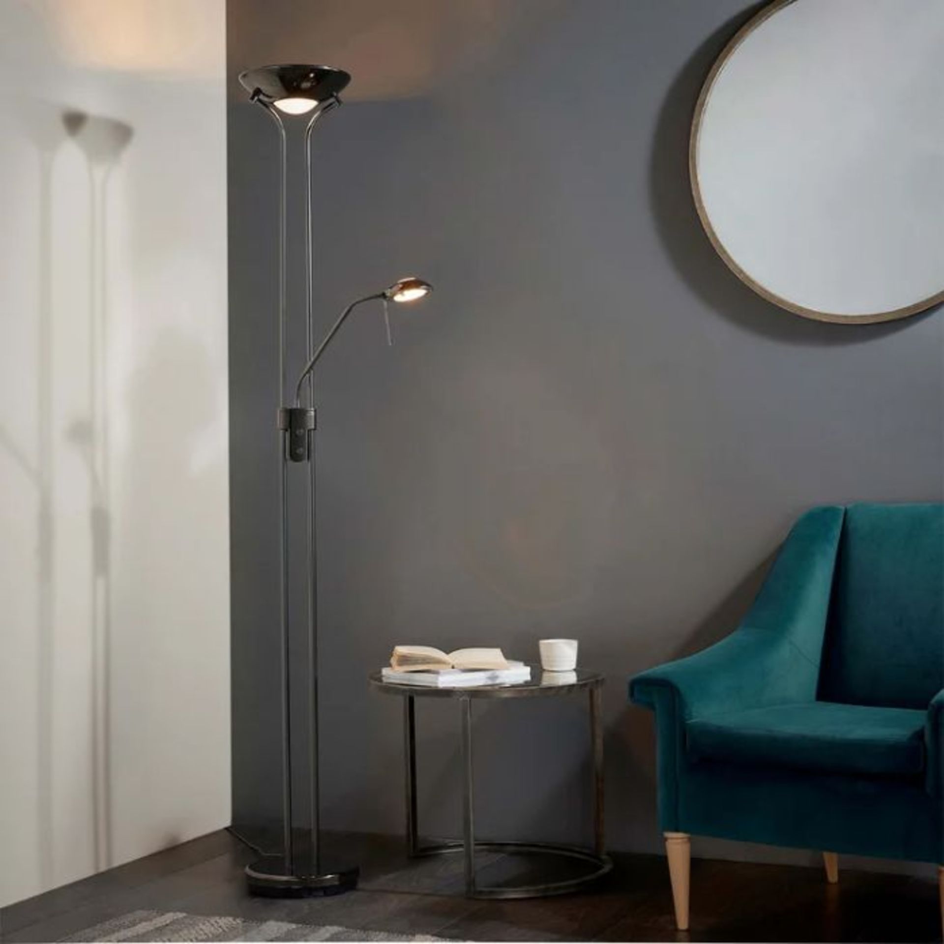 Zipcode Design, Charlie 180cm Uplighter Floor Lamp (BLACK CHROME FINISH) - RRP £72.99 (DSUK2200 -