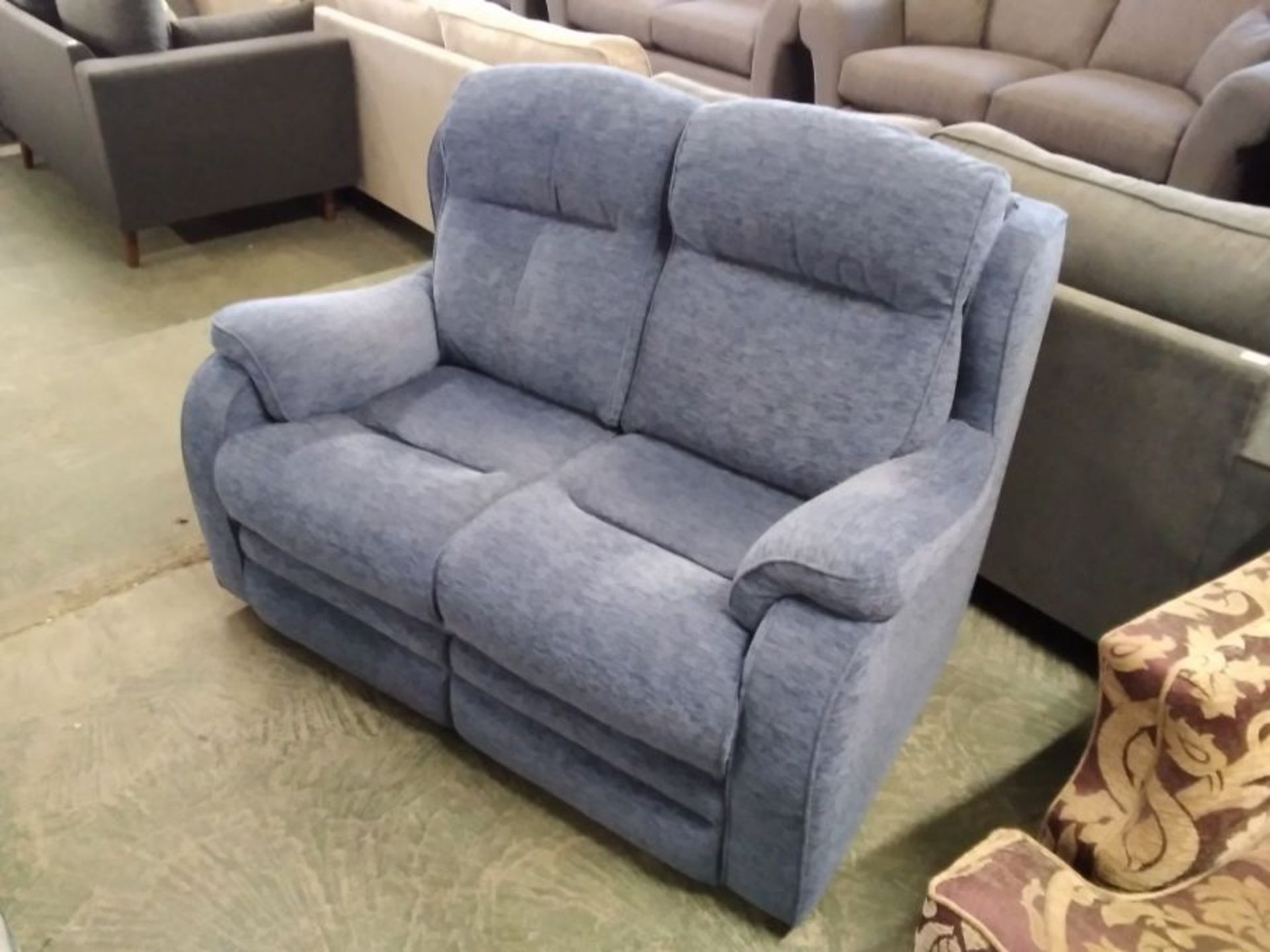 BLUE HIGH BACK 2 SEATER SOFA (TROO2829-WO1261763.)