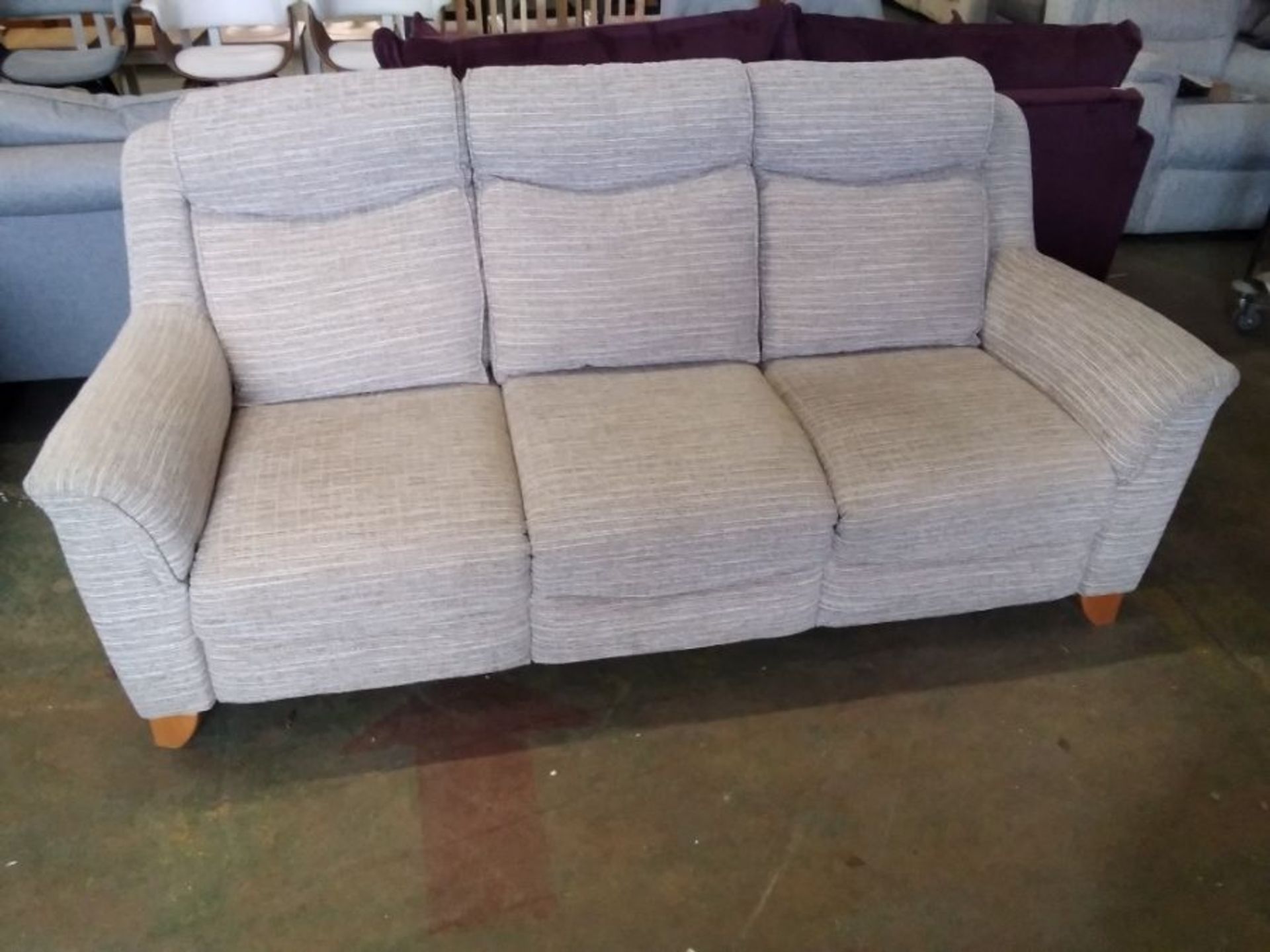 BEIGE HIGH BACK 3 SEATER SOFA