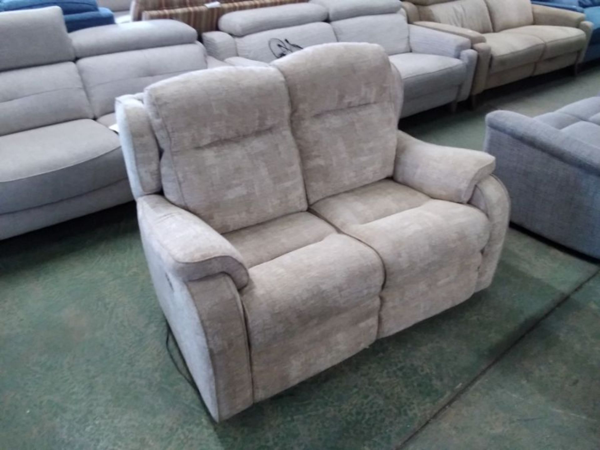 BEIGE PATTERNED ELECTRIIC RECLINING 2 SEATER SOFA