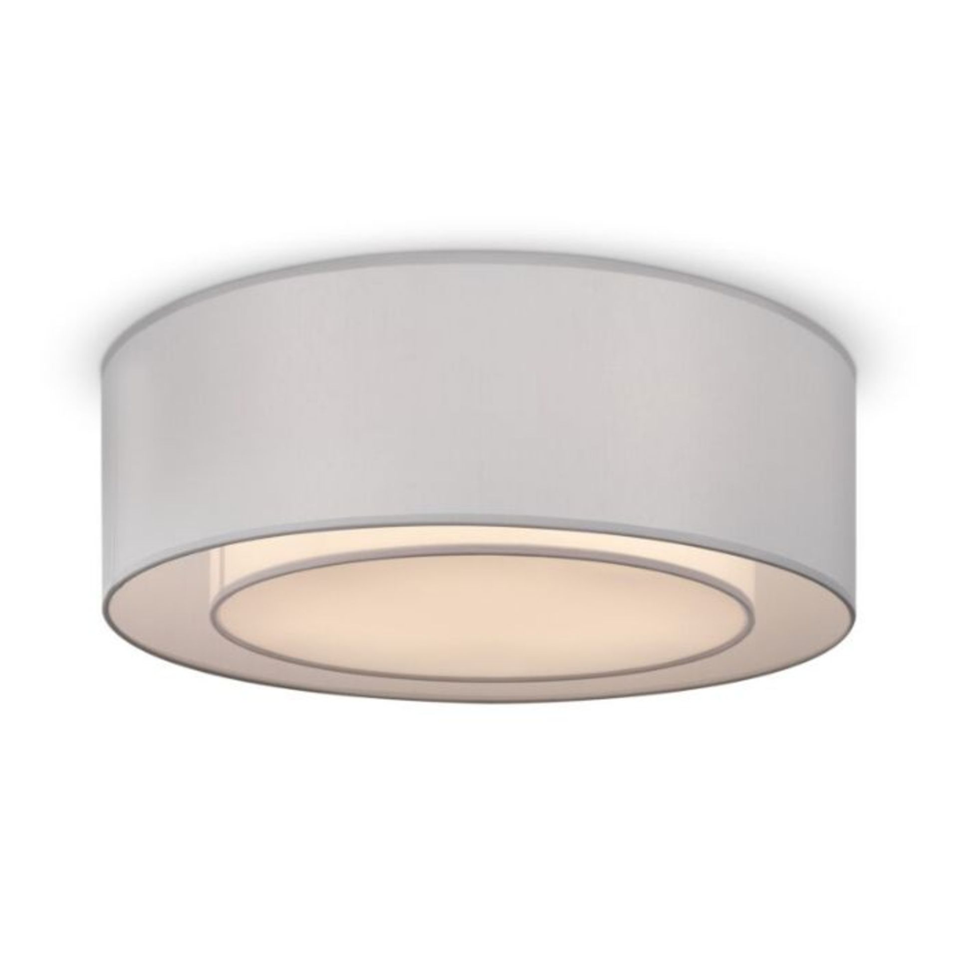 Maytoni, Bergamo 3 - Light Fabric Flush Ceiling Light (CHROME METAL FRAME & GREY FABRIC FINISH) (