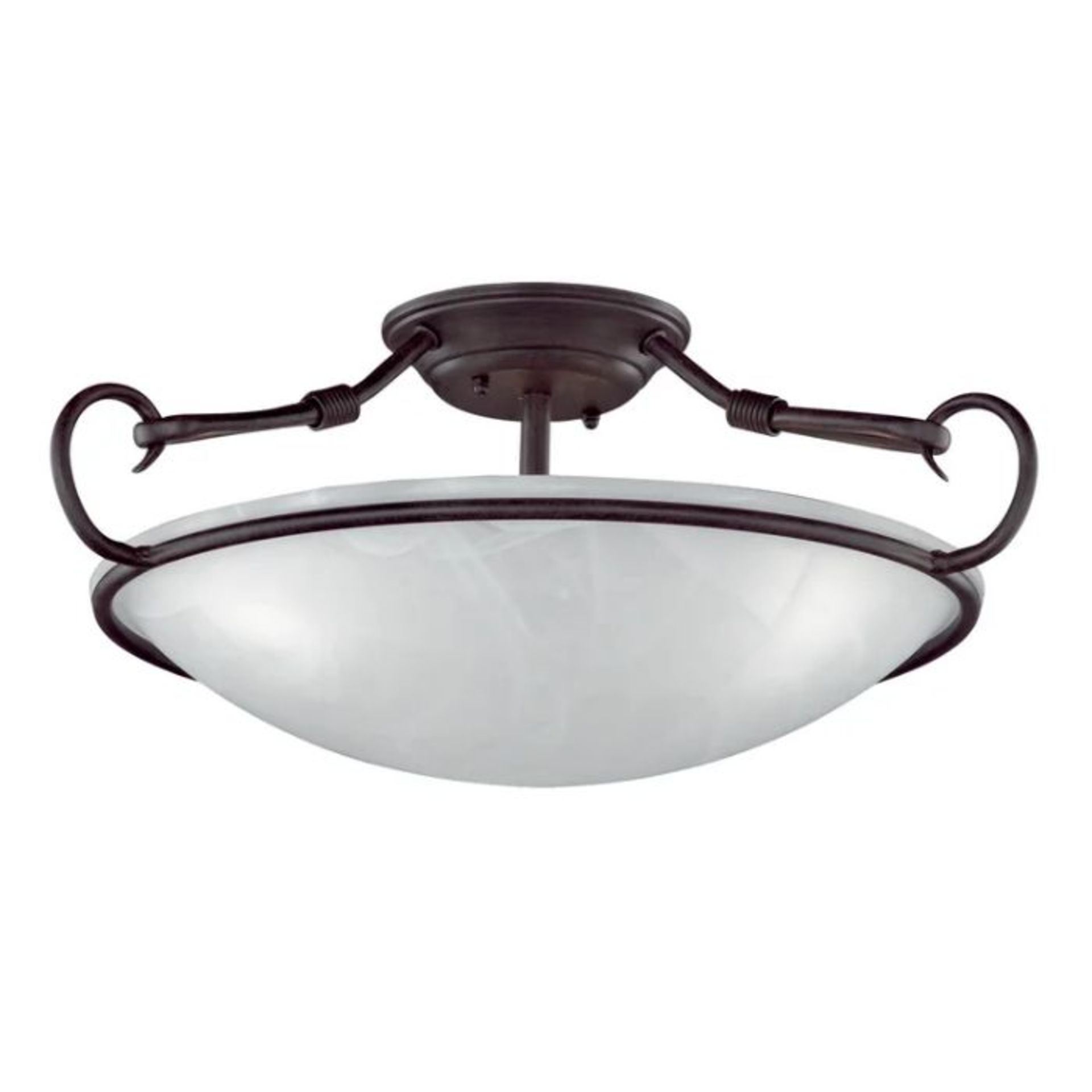 Marlow Home Co. Honsel Como Semi Flush Ceiling Light (WHITE GLASS & ANTIQUE RUST FINISH) (P761/14)