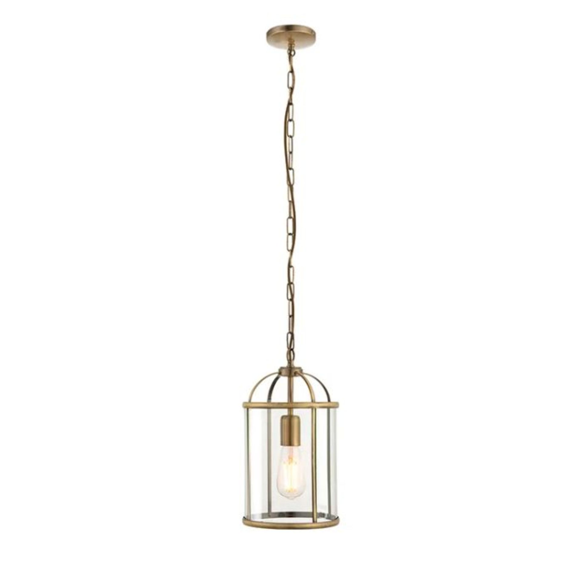 Three Posts, Bearse 1 - Light Lantern Cylinder Pendant (ANTIQUE BRASS FINISH) - RRP £62.99 (