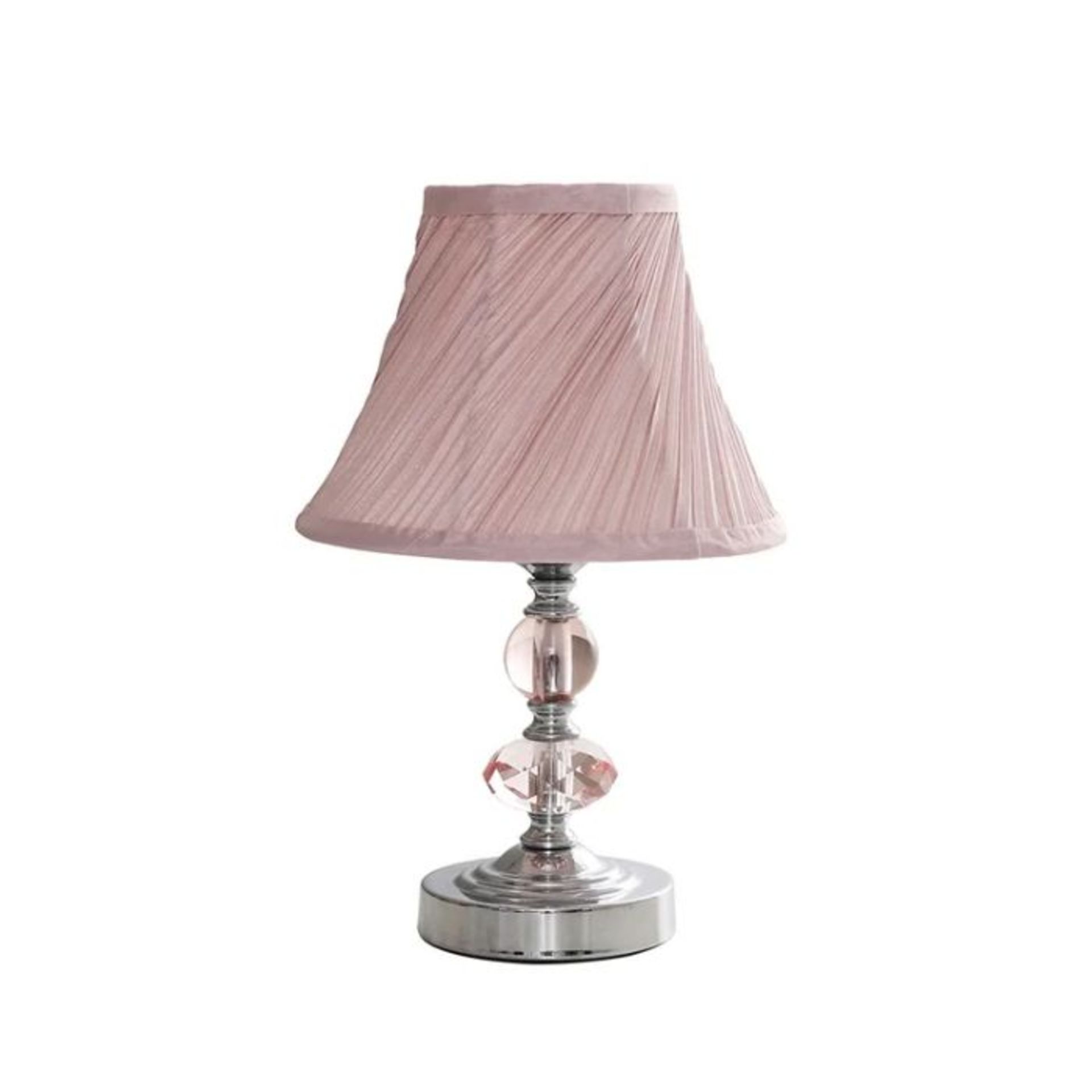 Mercer41, Napier 32cm Table Lamp (CHROME/CRYSTAL FINISH & PINK SHADE) - RRP £39.99 (MSUN8086 -