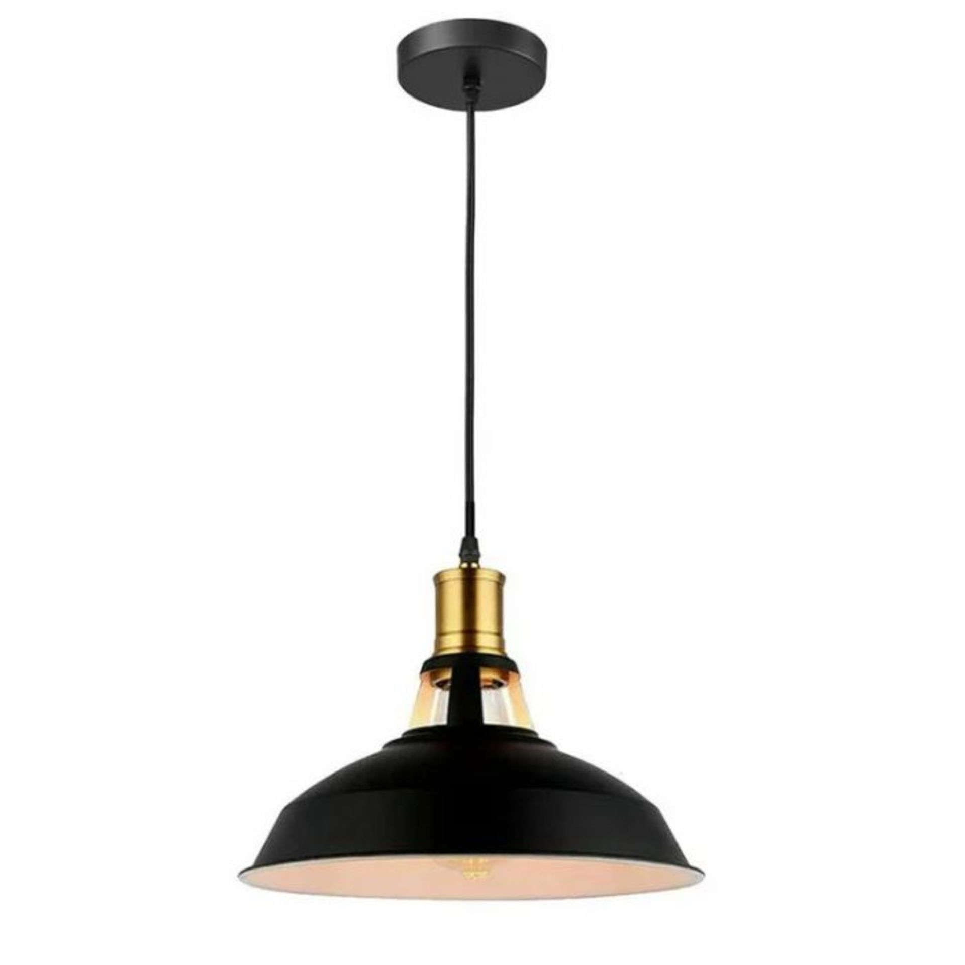 17 STORIES, Carror 1 - Light Dome Pendant (BLACK & BRASS ACCENT FINISH) - RRP £33.99 (JDKS1569 -