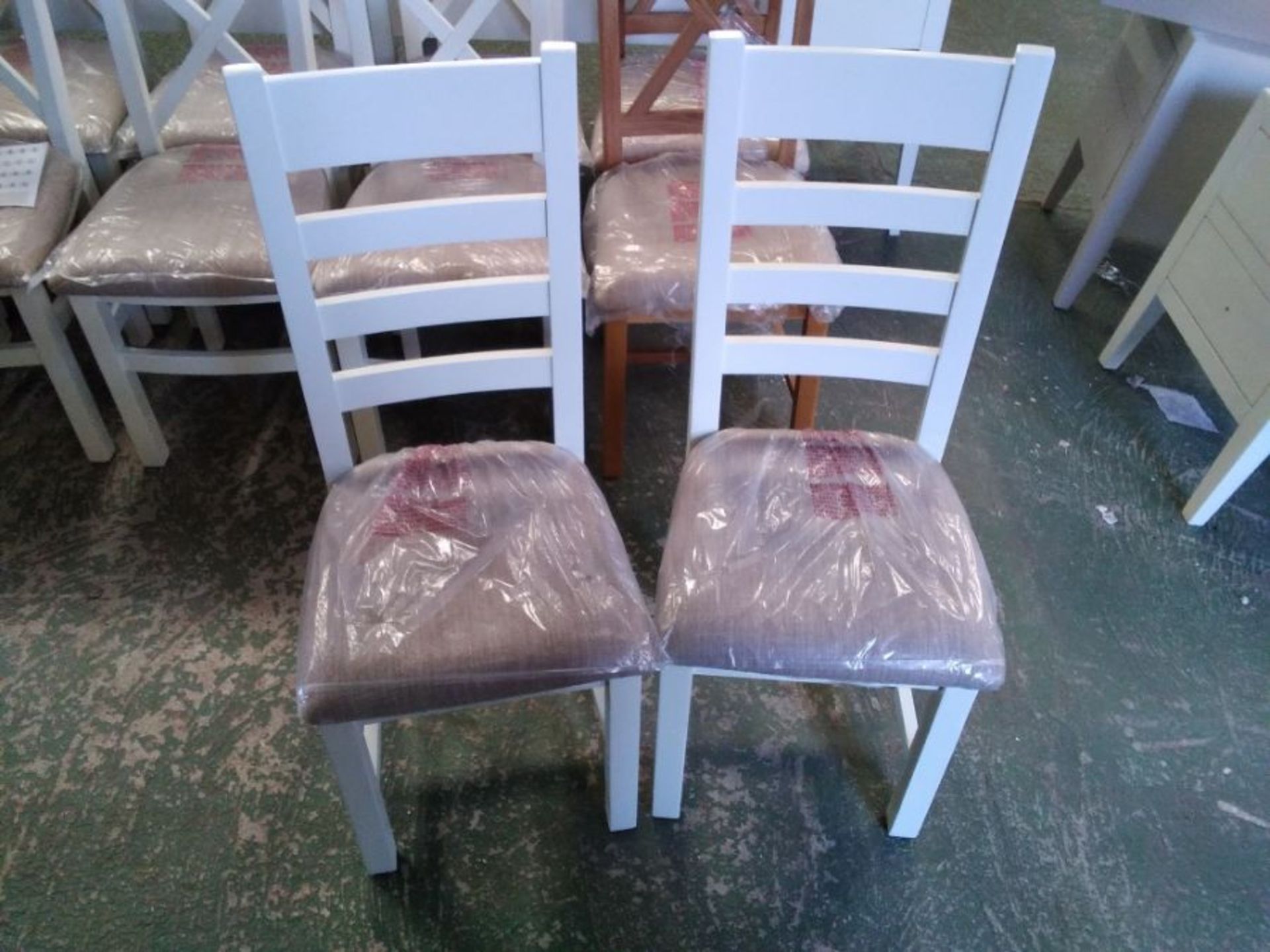 WHITE PAINTED 2 X DINING CHAIRS (MARKED)