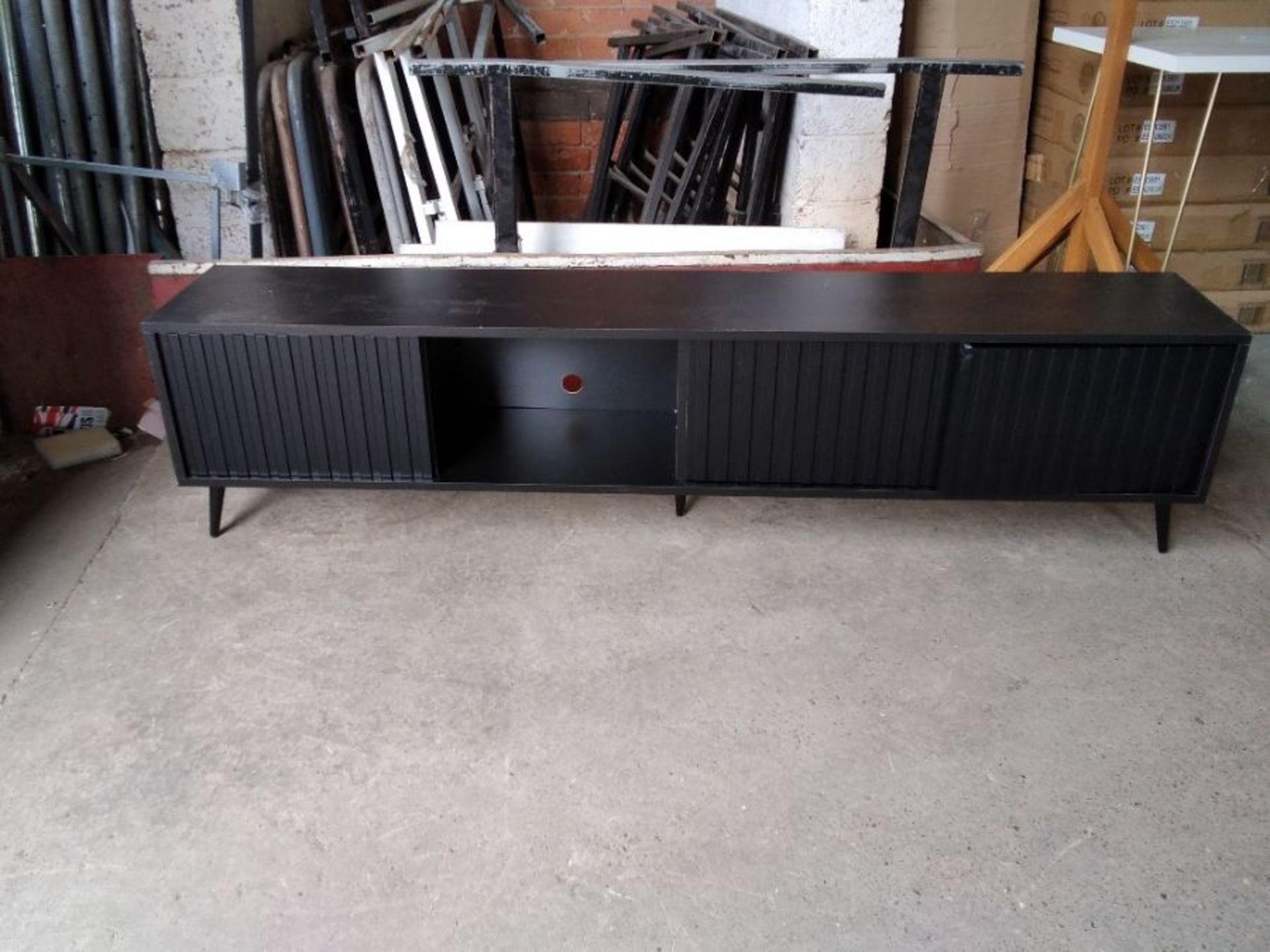 Selsey Living,Bello - TV Cabinet 175 Cm With LED, White Lamellas, Black Legs rrp £56(TCDV4010