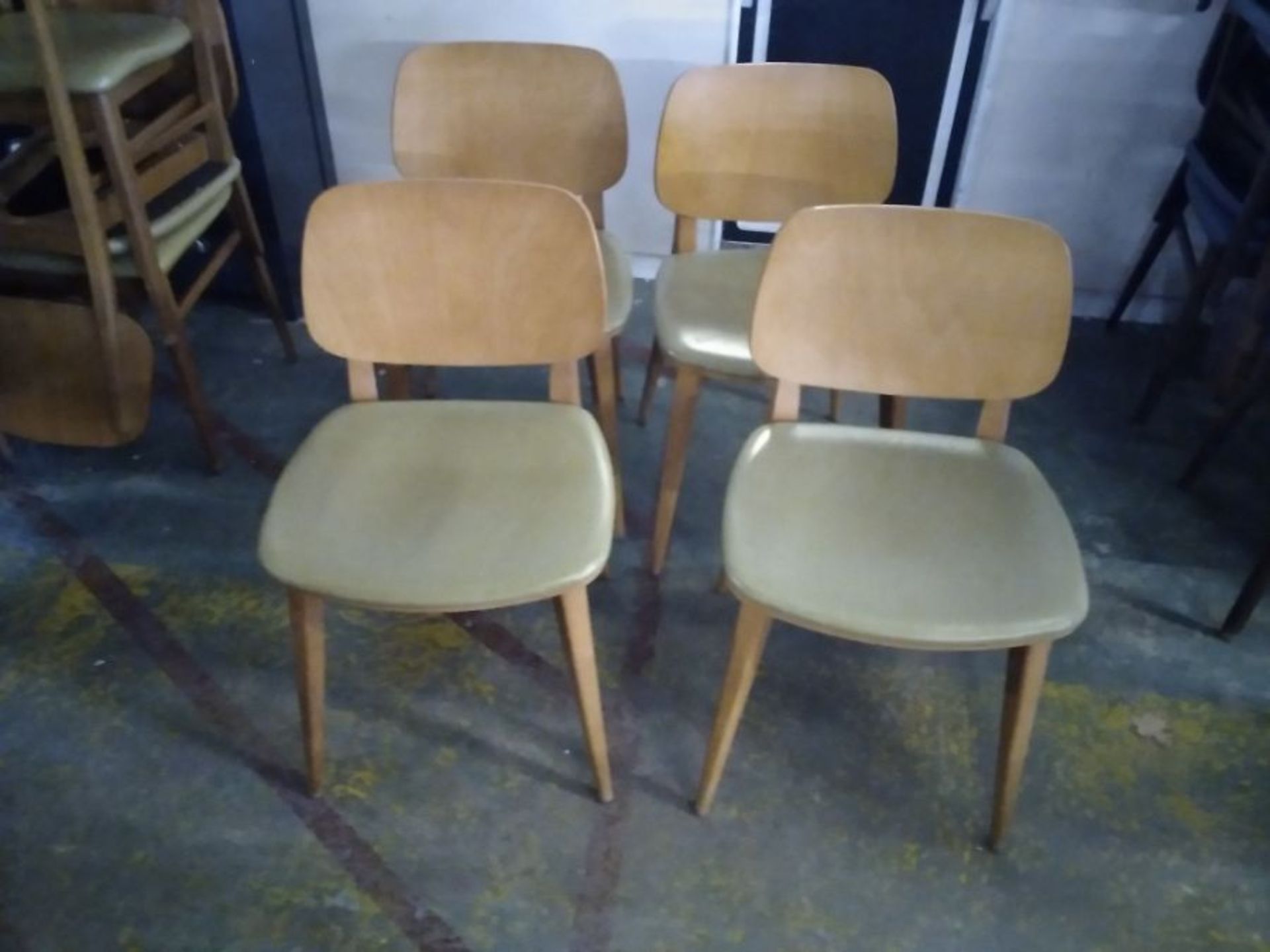 SET OF 4 GREEN DINING CHAIRS (MARKED)