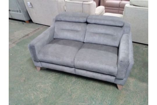 GREY FABRIC 2 SEATER SOFA WITH ADJUSTABLE HEADREST