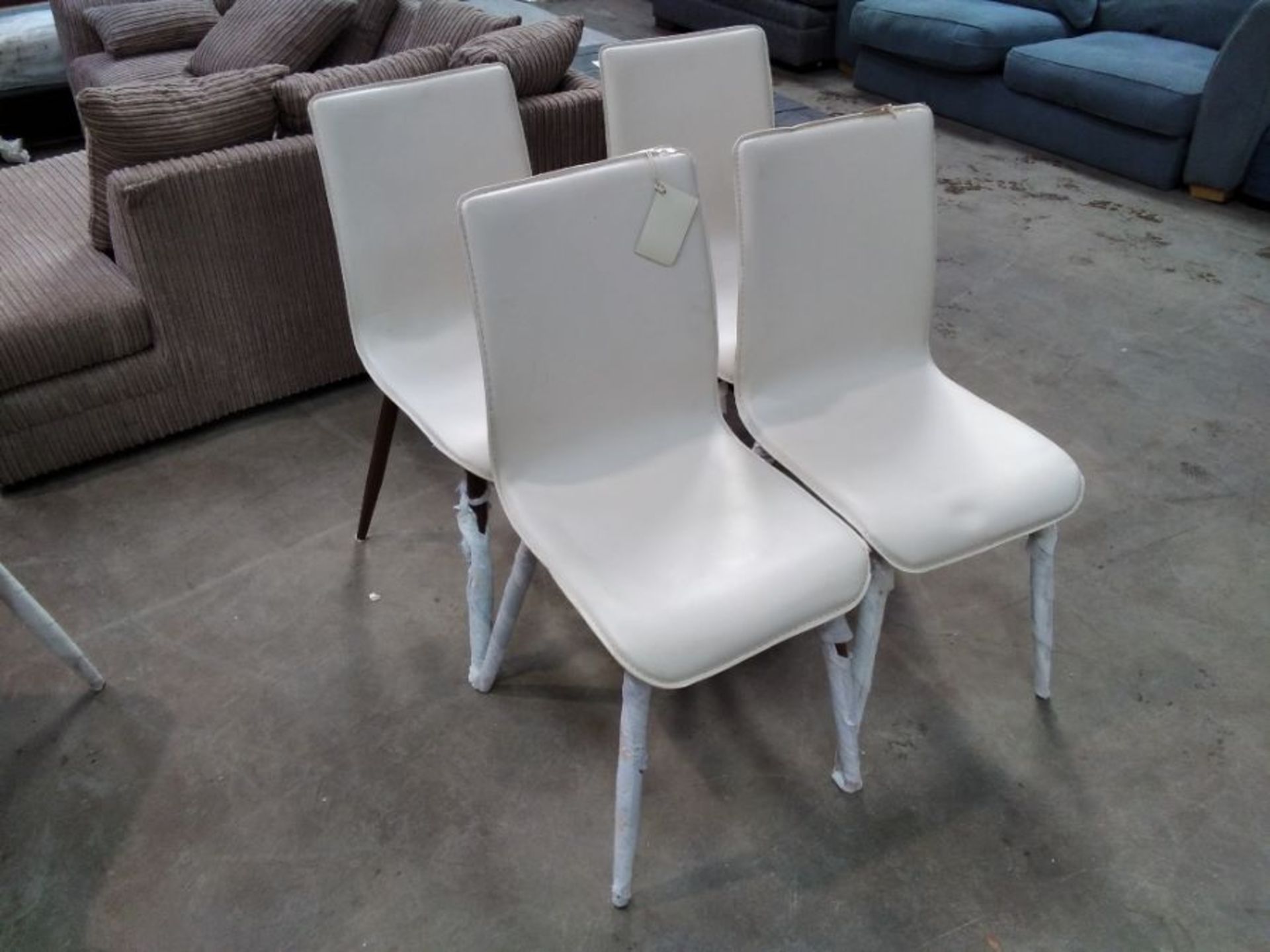 4 X CREAM DINING CHAIRS (DAMAGED)