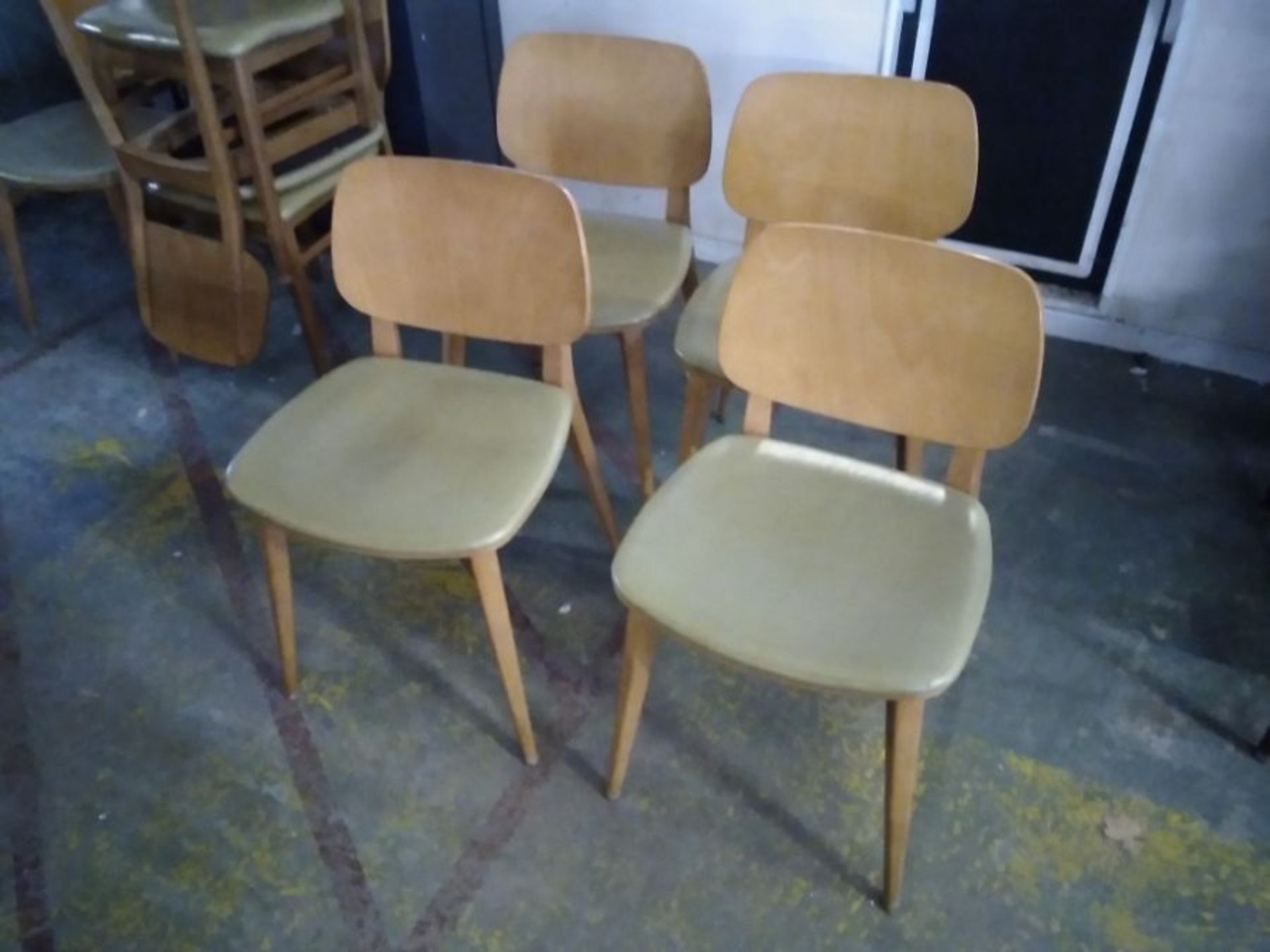 SET OF 4 GREEN DINING CHAIRS (MARKED)