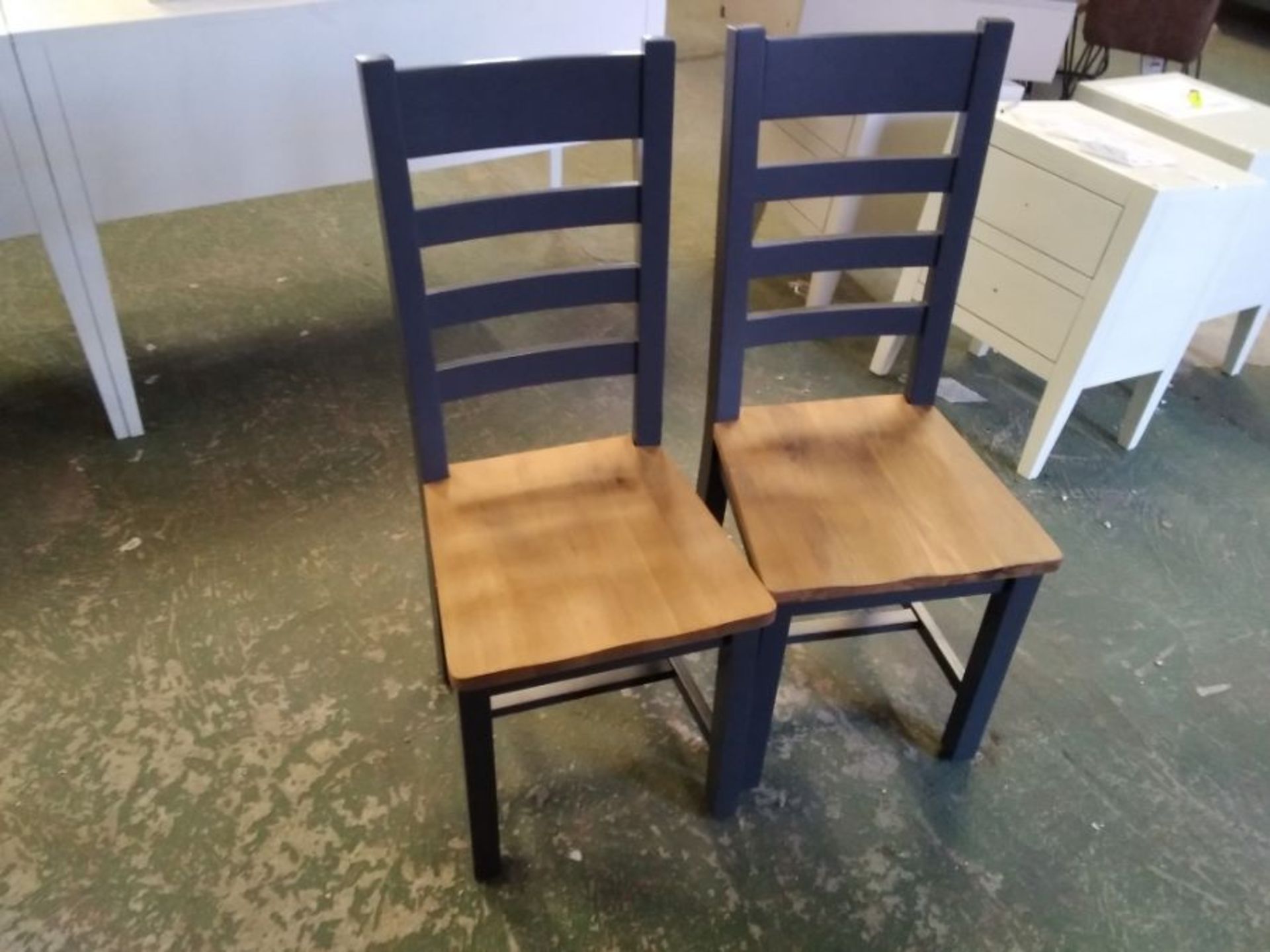 MIDNIGHT GREY PAINTED 2 X DINING CHAIRS (MARKED)