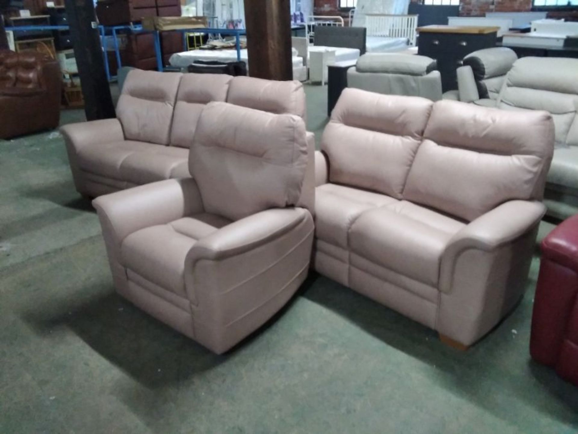 CREAM LEATHER HIGH BACK 3 SEATER 2 SEATER ELECTRIC