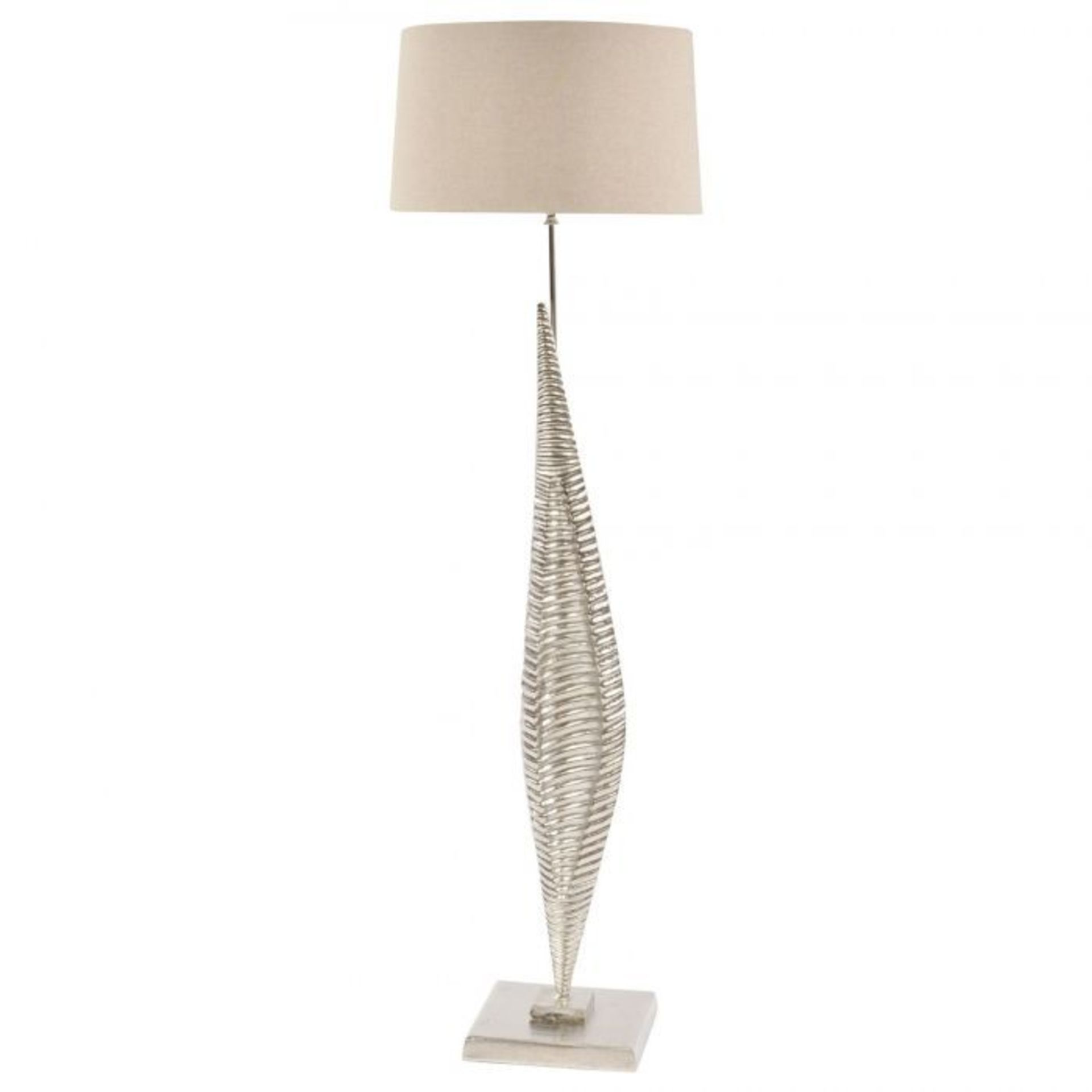 Set of 2 Scalene Ribbed Floor Lamp Cotton Shades (BEIGE) (44cm) (SHADE ONLY NO BASE INCLUDED) (464/6