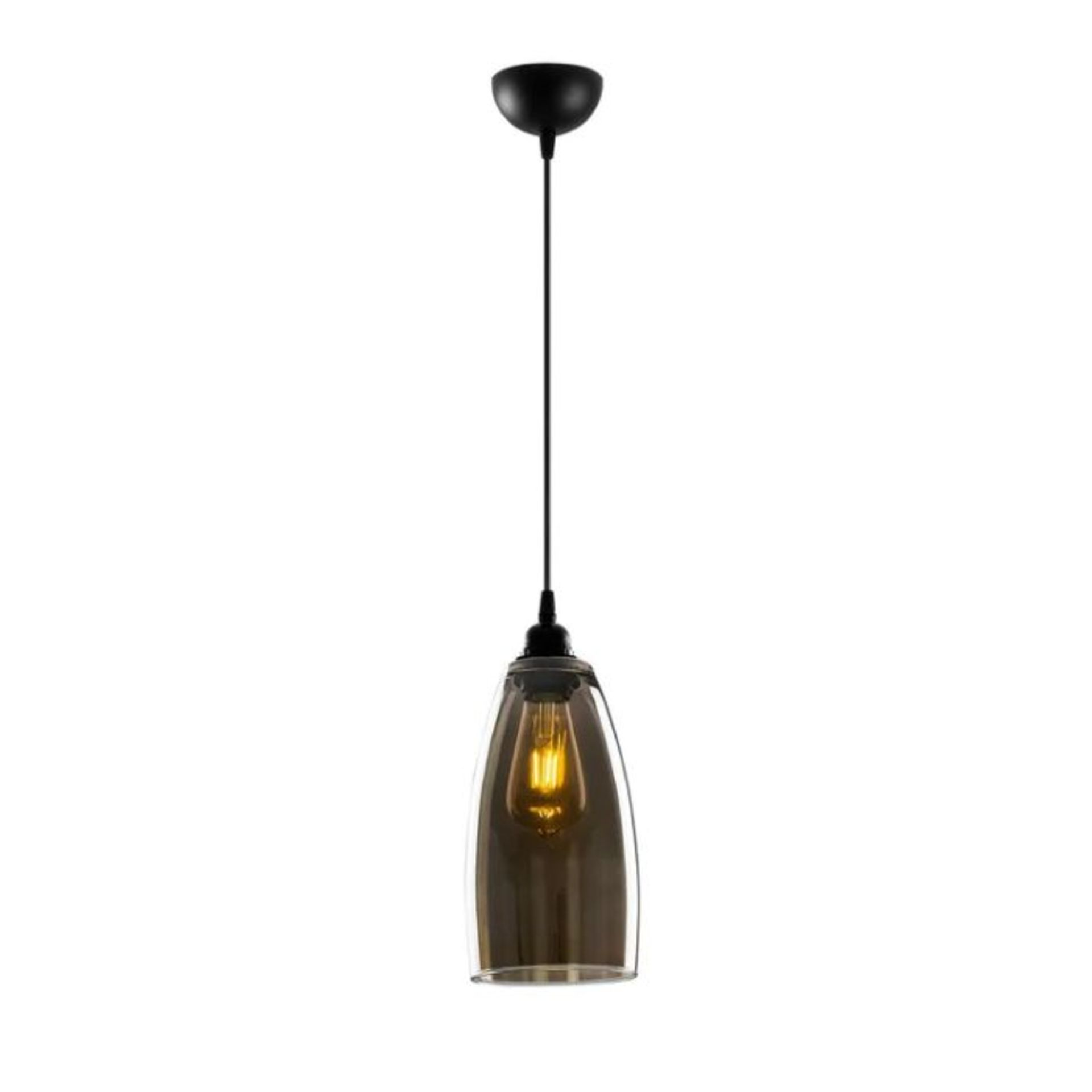 Ivy Bronx, Shamokin 1 - Light Single Bell Pendant (BLACK & GREY/SMOKE GLASS FINISH) - RRP £78.99 (