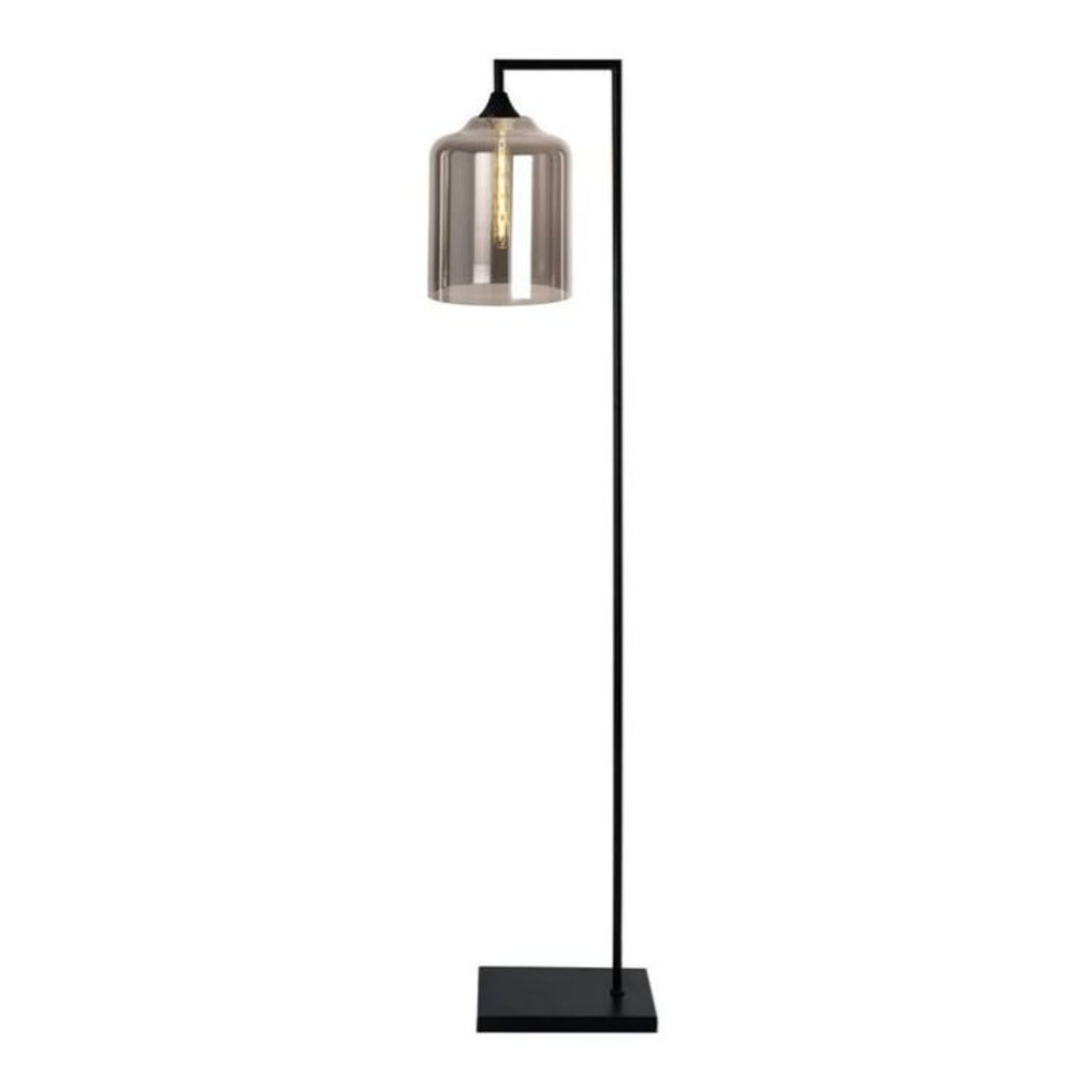 17 Stories, Aether 155cm Reading Floor Lamp (BLACK & AMBER GLASS SHADE FINISH) - RRP £124.99 (