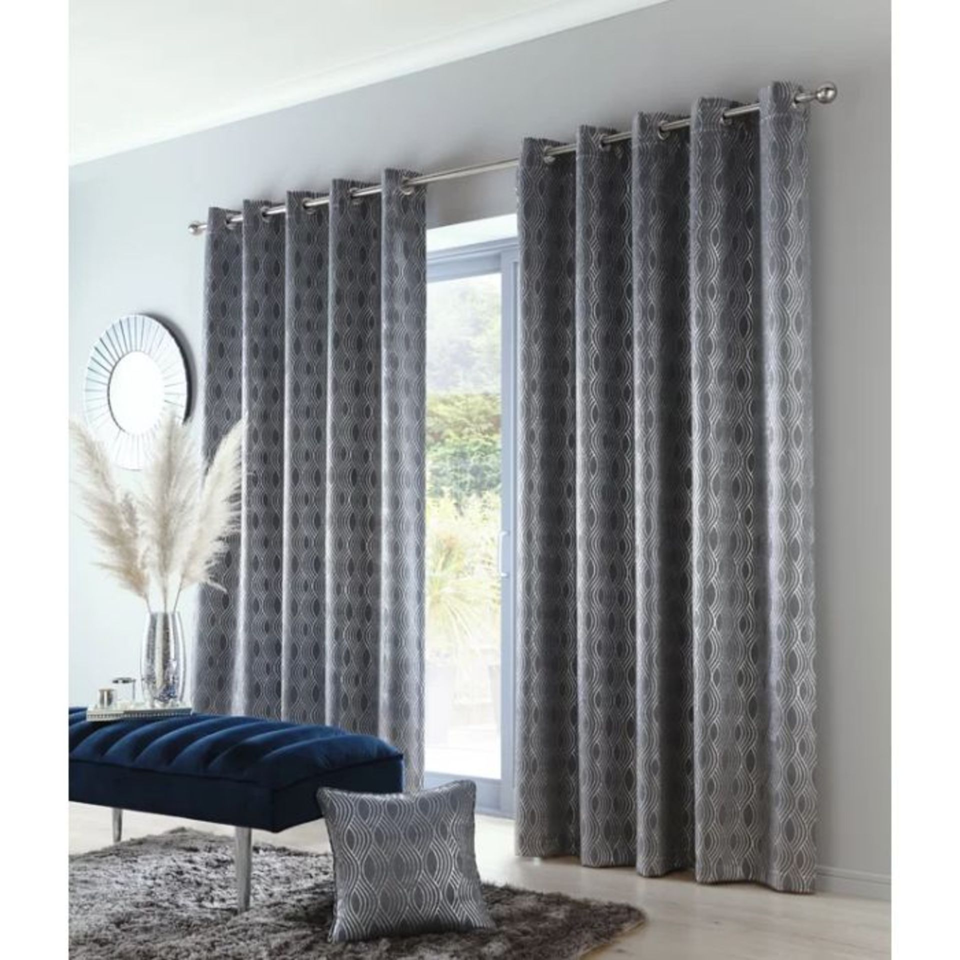 Canora Grey, Spiller Broadway Eyelet Room Darkening Thermal Curtains (GREY & BROADWAY SILVER) (229 W