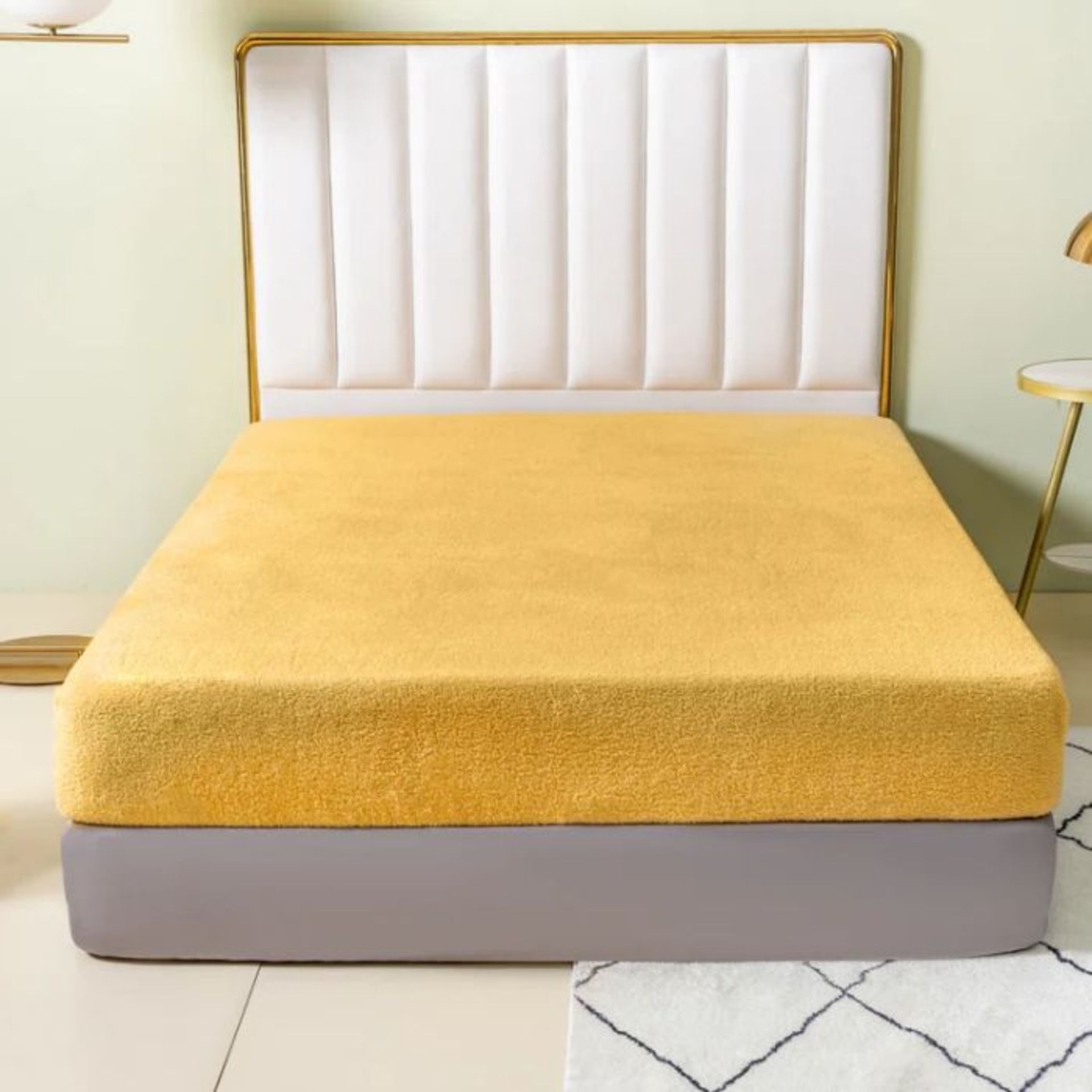 Canora Grey, Teddy Fleece Fitted Sheet (OCHRE) (DOUBLE) - RRP £22.33(IYAL1102 - 29072/45)