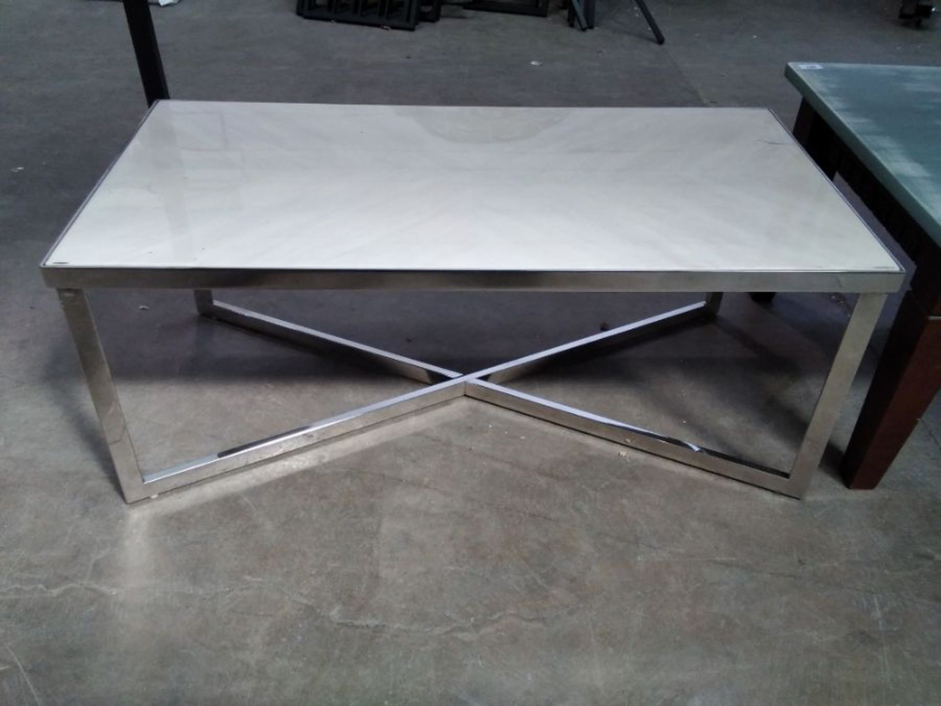 MARBLE AND CHROME COFFEE TABLE (MARKED)