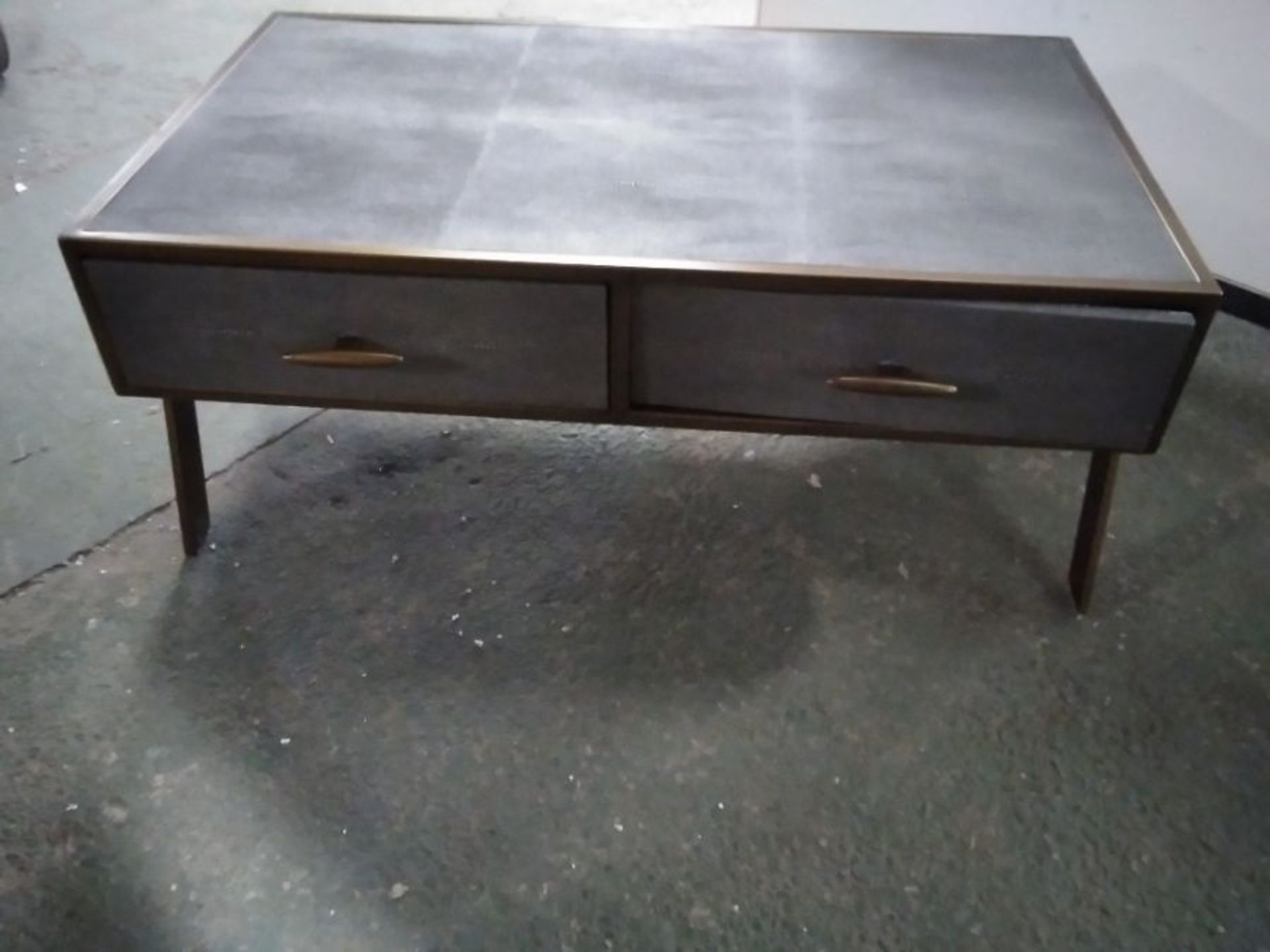 GREY AND GOLD COFFEE TABLE (DAMAGED DRAWER RUNNE