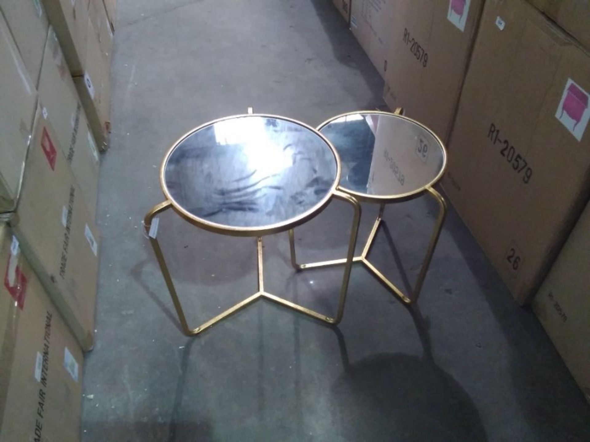 PARISIENNE GOLD GILT LEAF NEST OF 2 TABLES (BOXED,