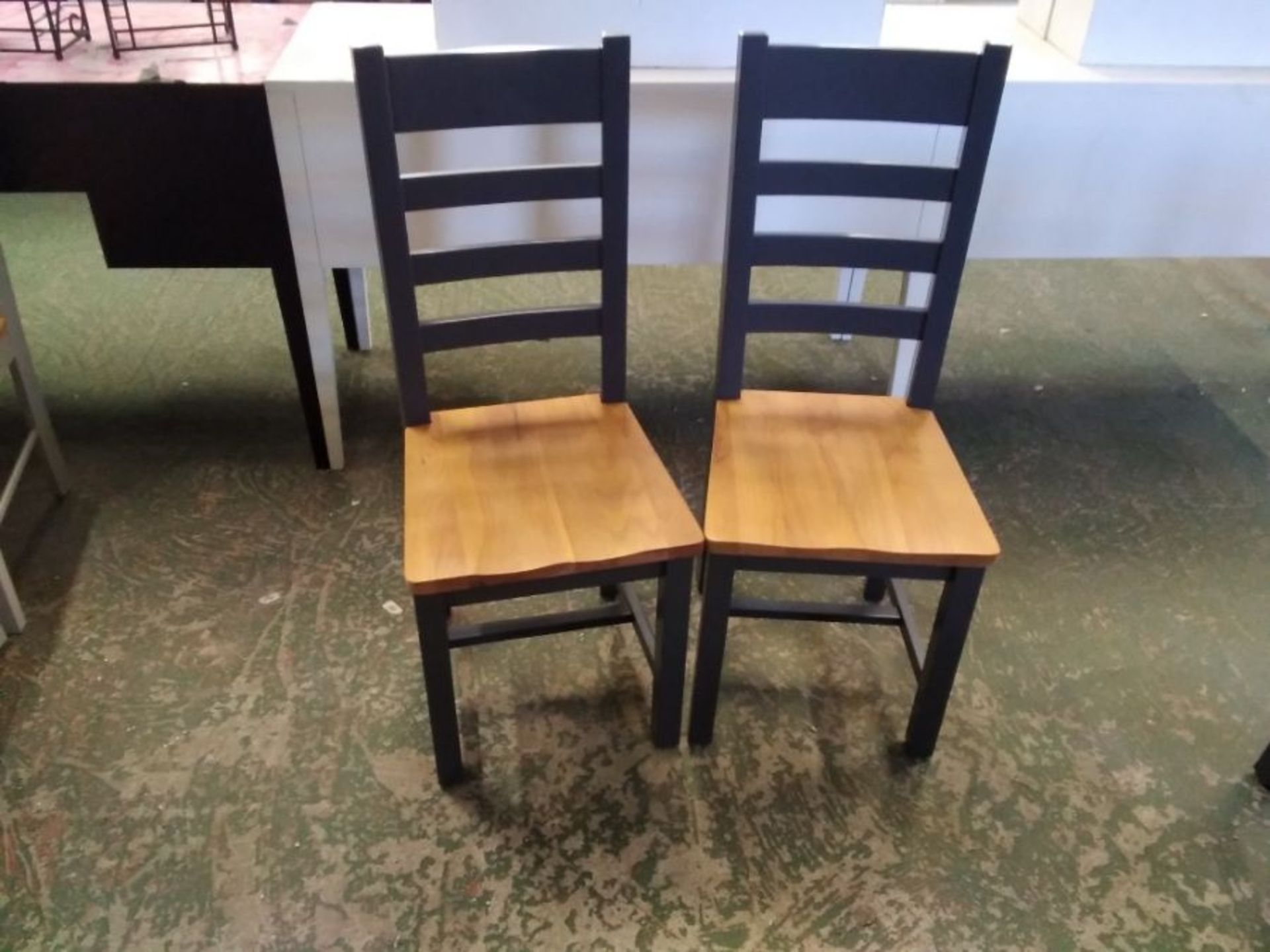 MIDNIGHT GREY PAINTED 2 X DINING CHAIRS (MARKED)