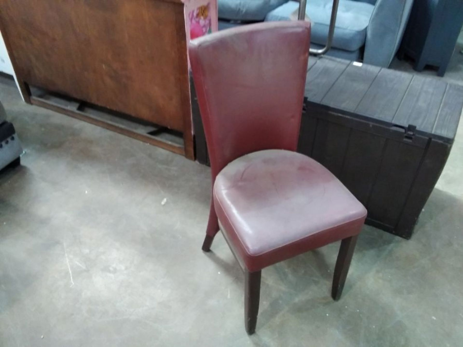 RED FAUX LEATHER CHAIR (DAMAGED)