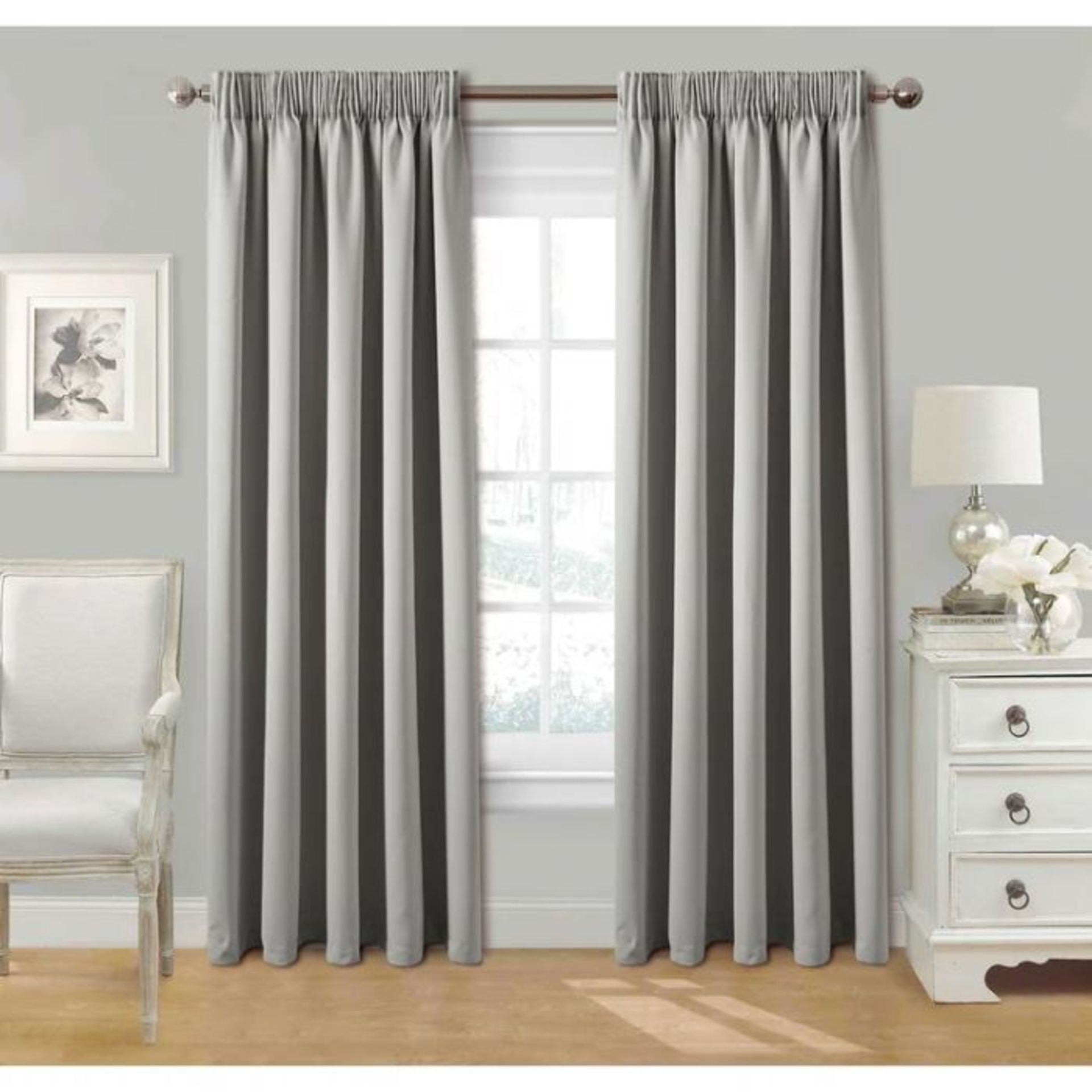 Ebern Designs, Desmariah Pencil Pleat Blackout Thermal Curtains (SILVER) (117 W x 137 D cm) - RRP £